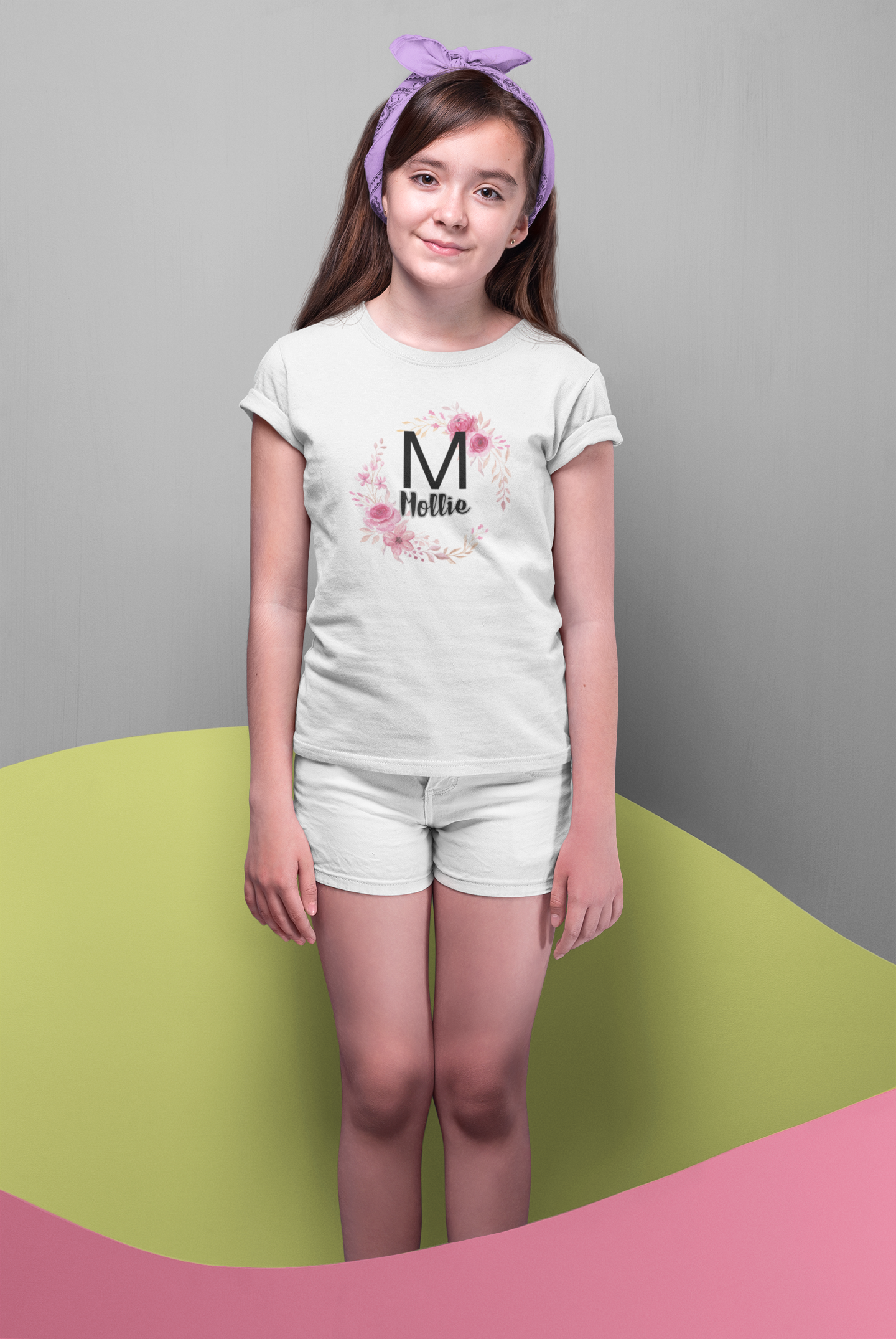 Kids Tee - Personalised Floral Name Shirt for Children