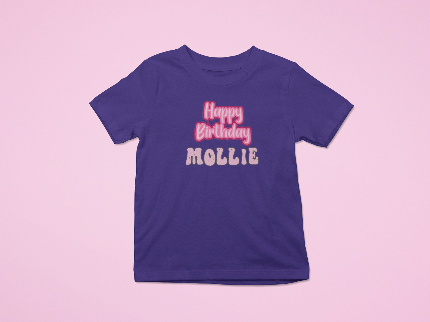 Kids Tee Personalised Name Happy Birthday T-Shirt