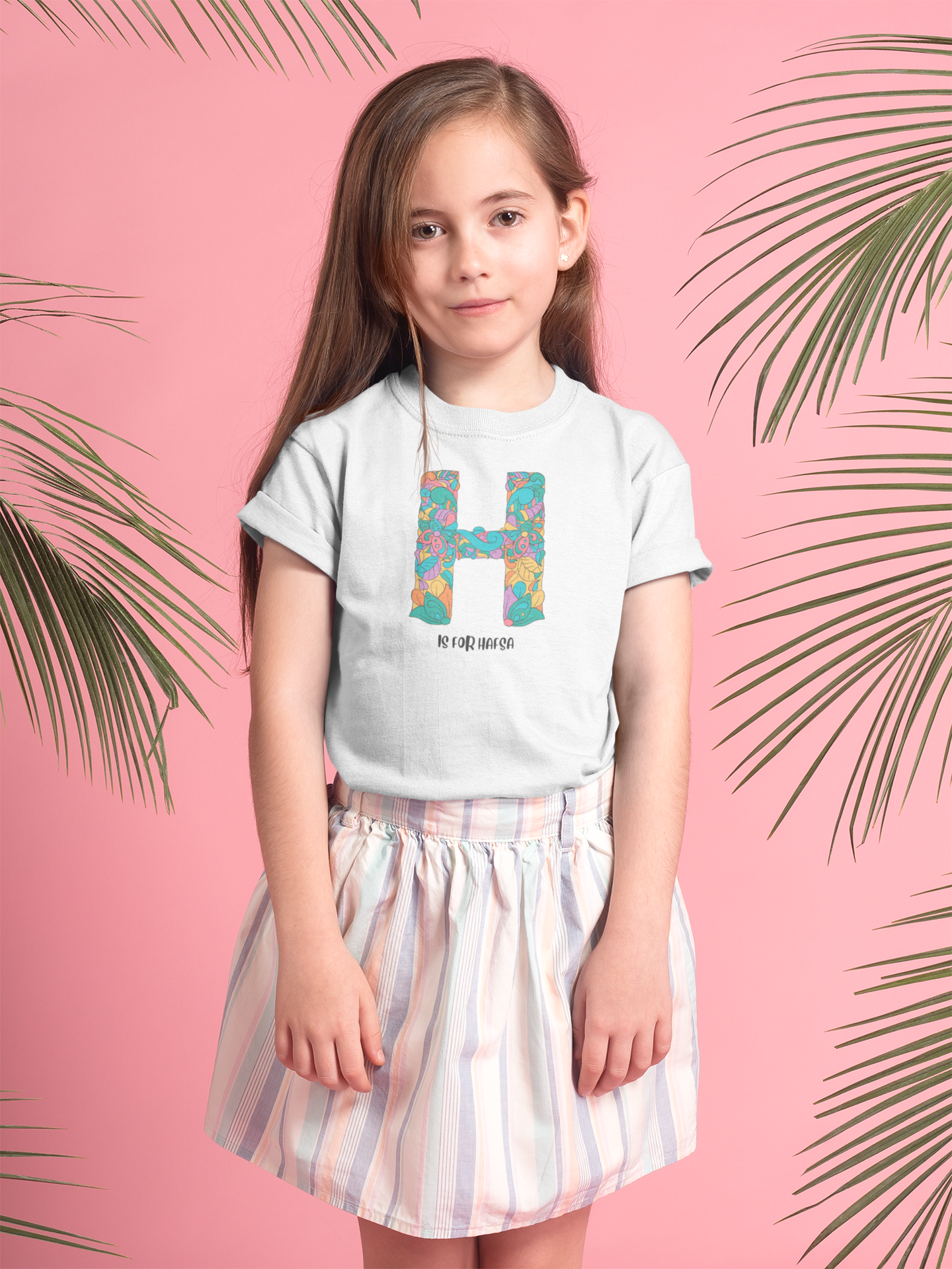 Personalised Floral Alphabet Tee - Fun & Vibrant S Design for Creative Kids