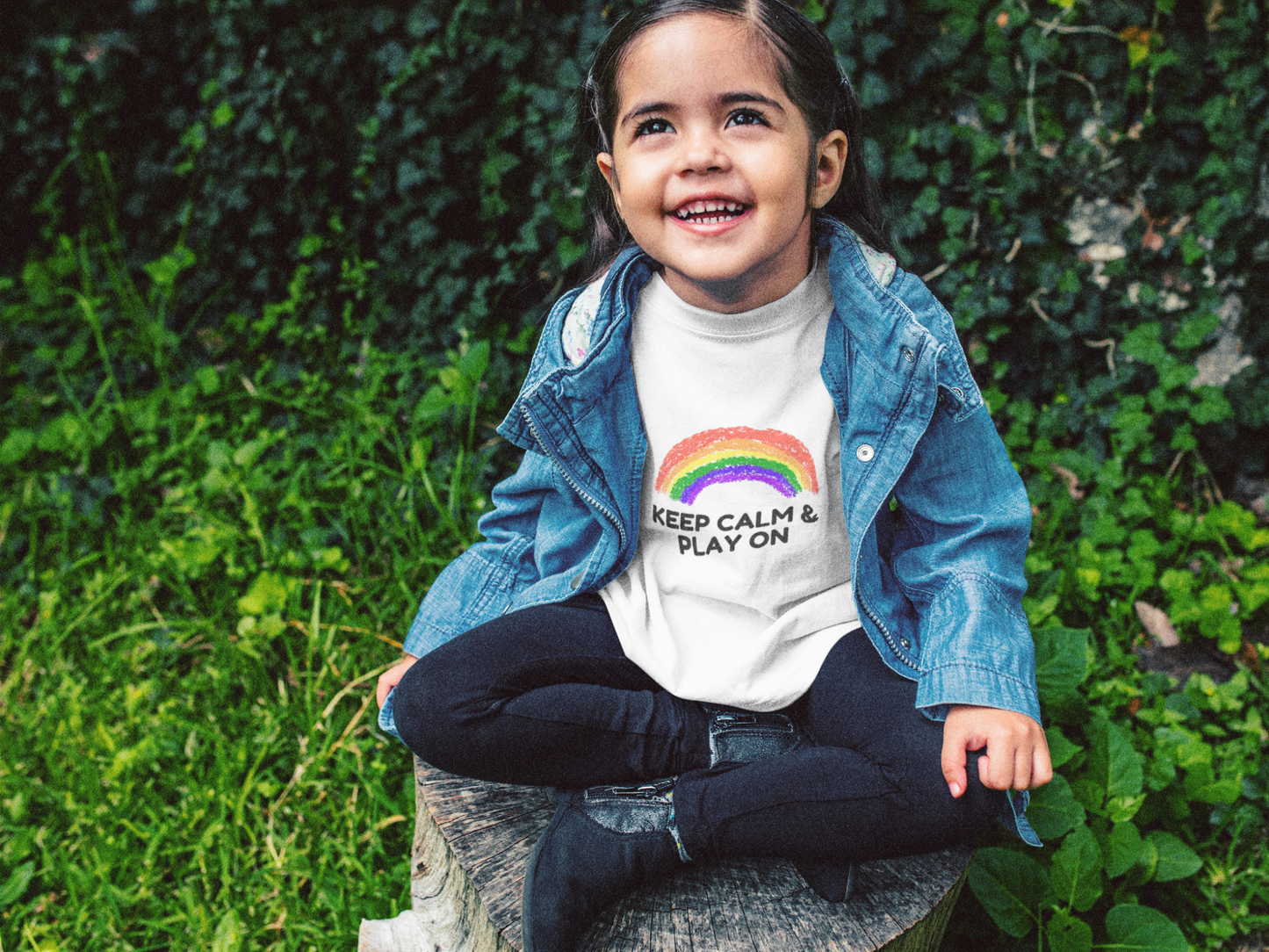 Rainbow Toddler T-Shirt - "Keep Calm & Play On" - Playful Jersey Tee for Kids