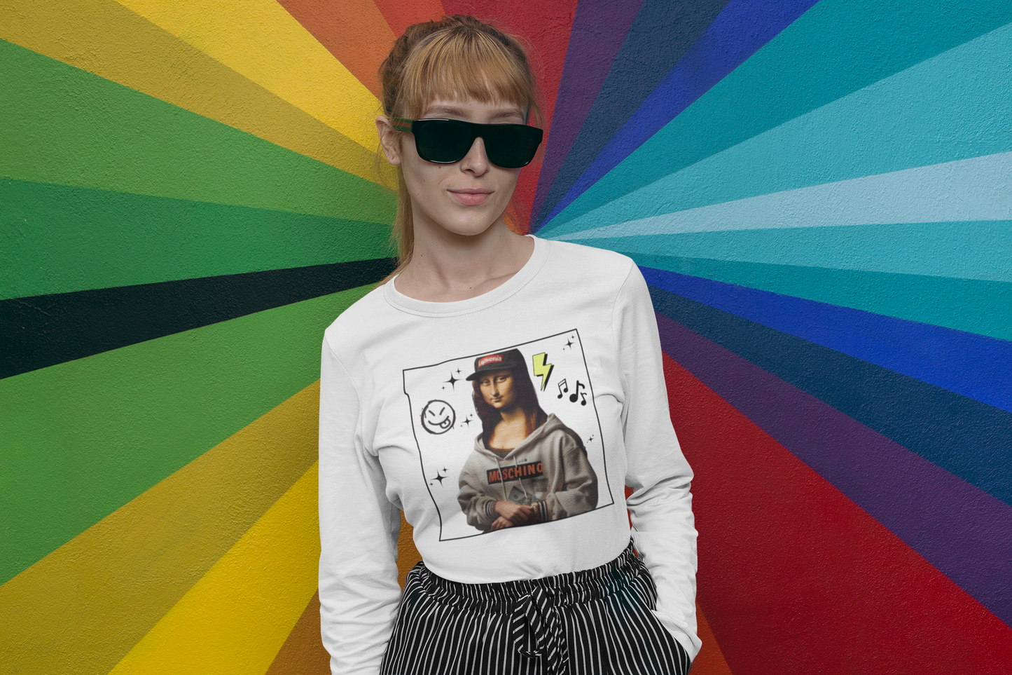 Streetwear Long Sleeve Tee - Mona Lisa Design