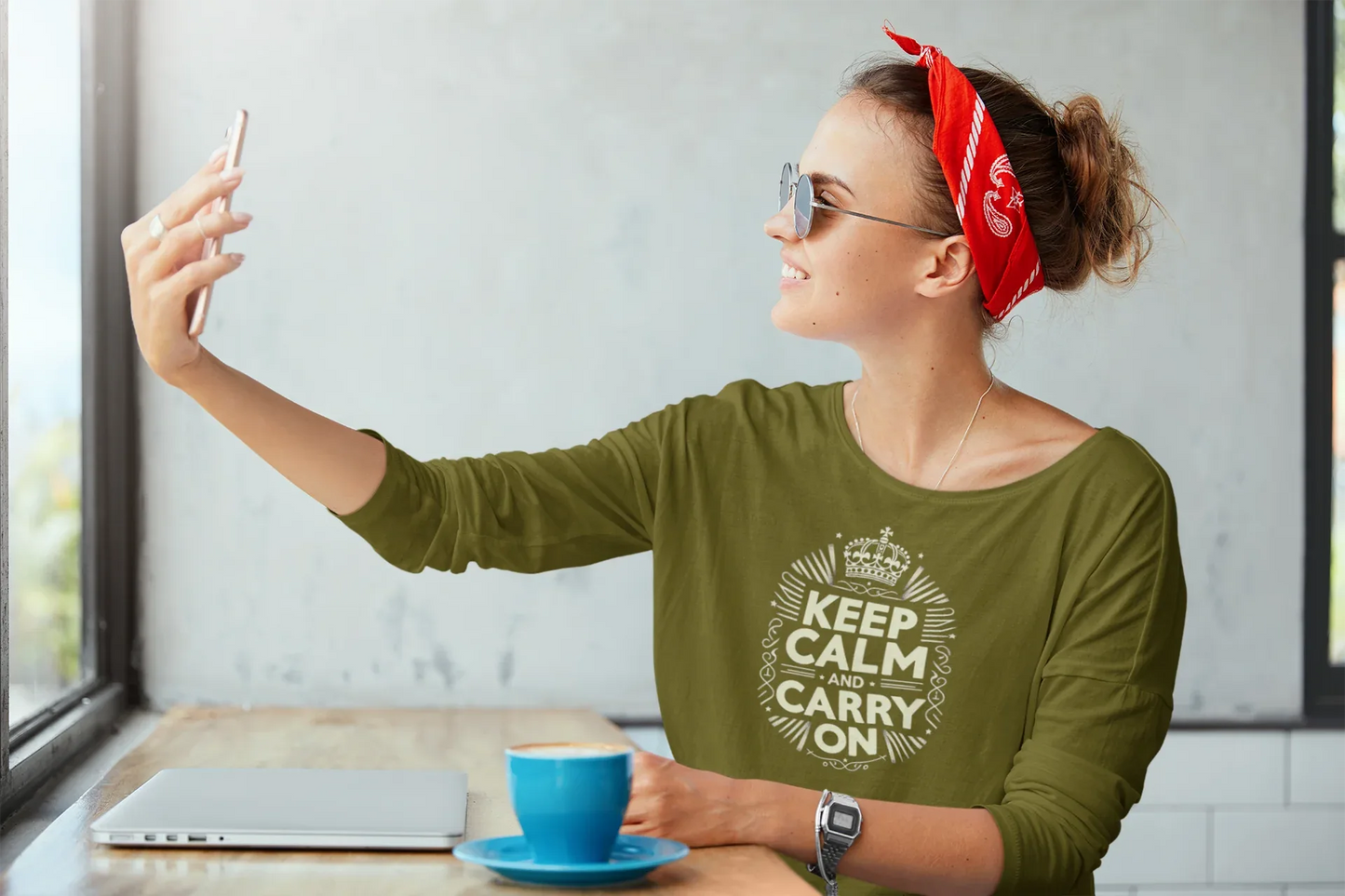 Long Sleeve Tee - Keep Calm & Carry On Design - Alley Crafters