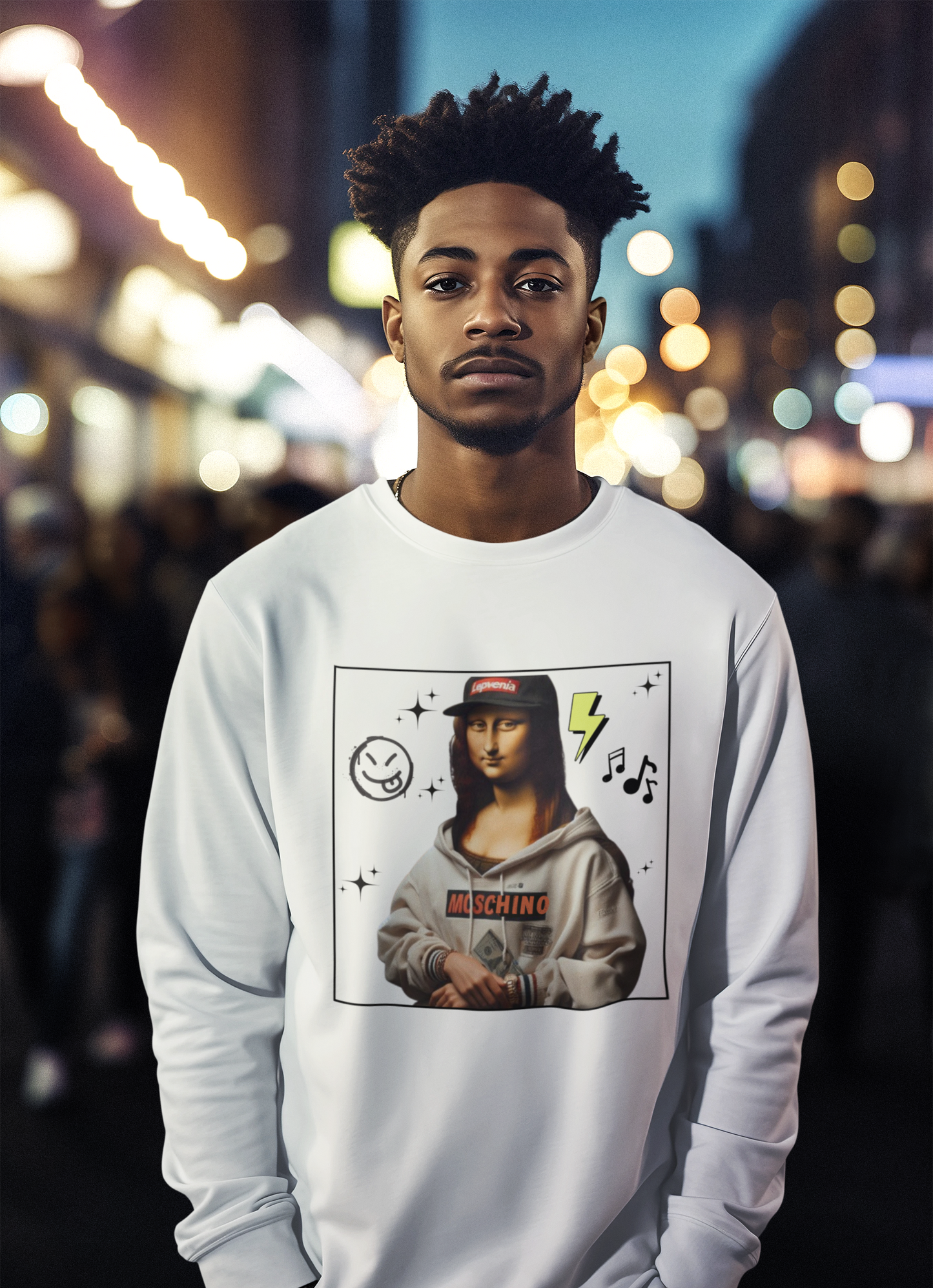 Streetwear Long Sleeve Tee - Mona Lisa Design