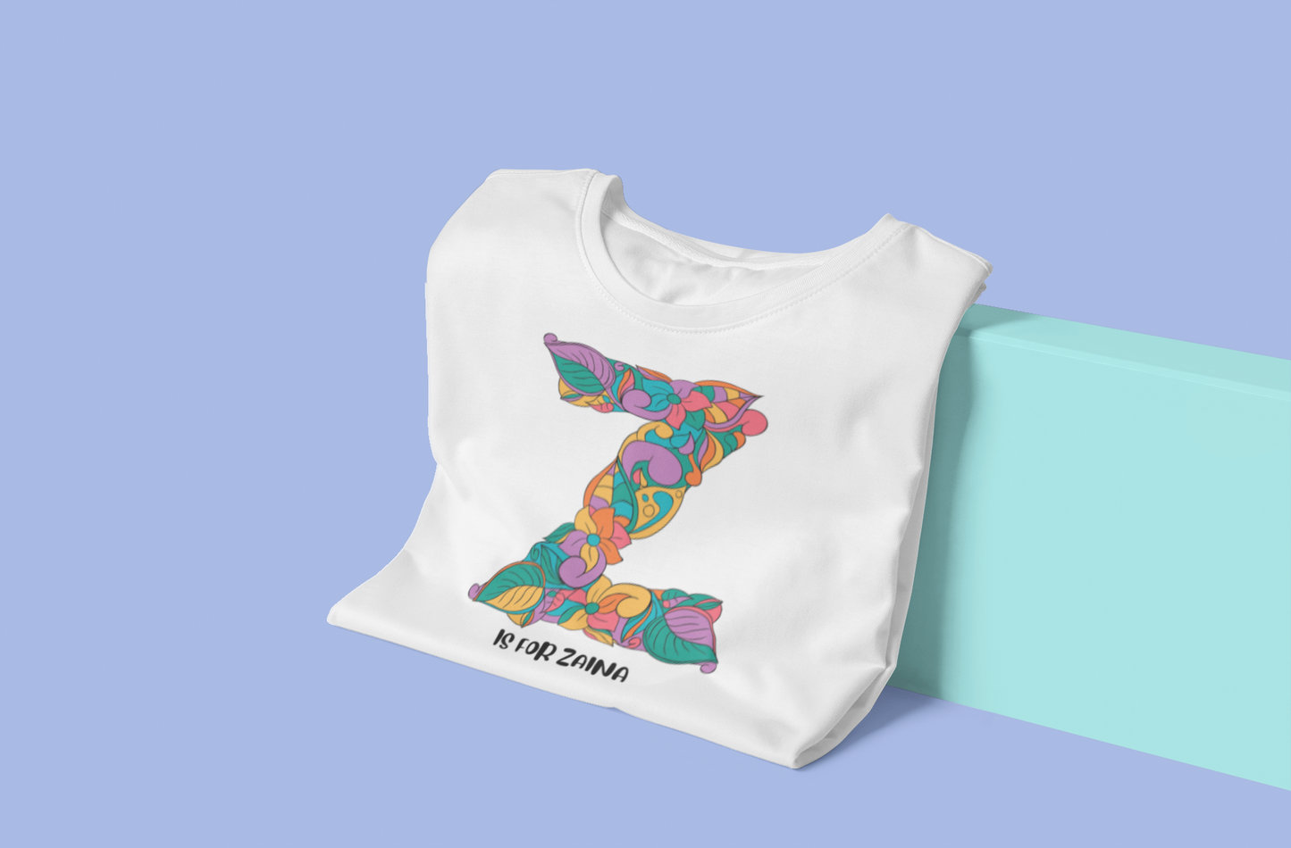 Personalised Floral Alphabet Tee - Fun & Vibrant S Design for Creative Kids