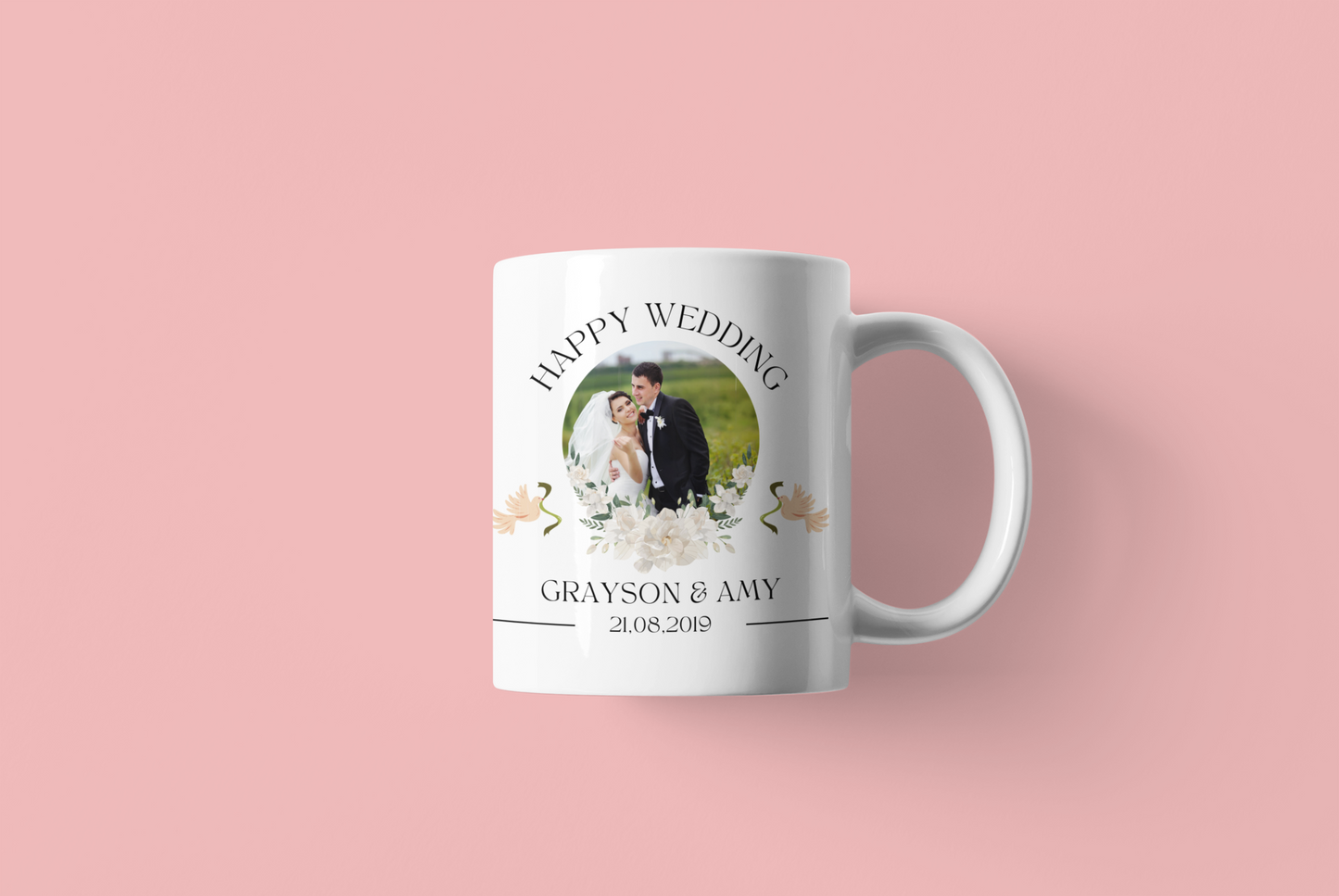 Personalised Wedding Mug for Couples - Happy Wedding Gift