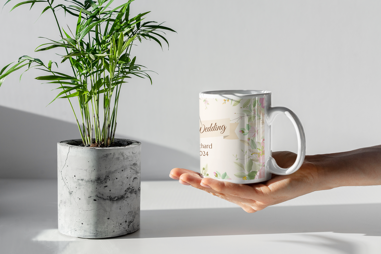 Coffee Mug - Happy Wedding Custom Cup with Names & Date, 11oz or 15oz