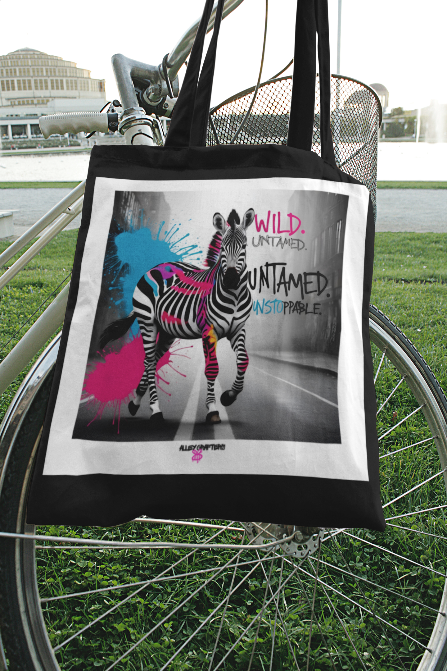 Wild. Untamed. Unstoppable. Zebra Tote Bag