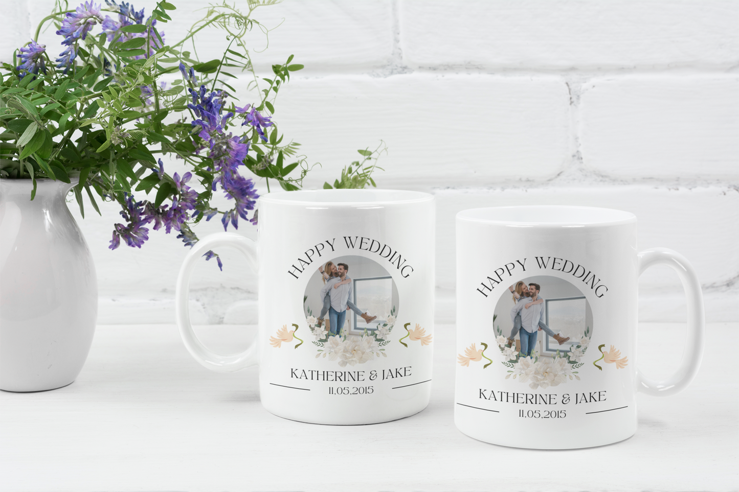 Personalised Wedding Mug for Couples - Happy Wedding Gift