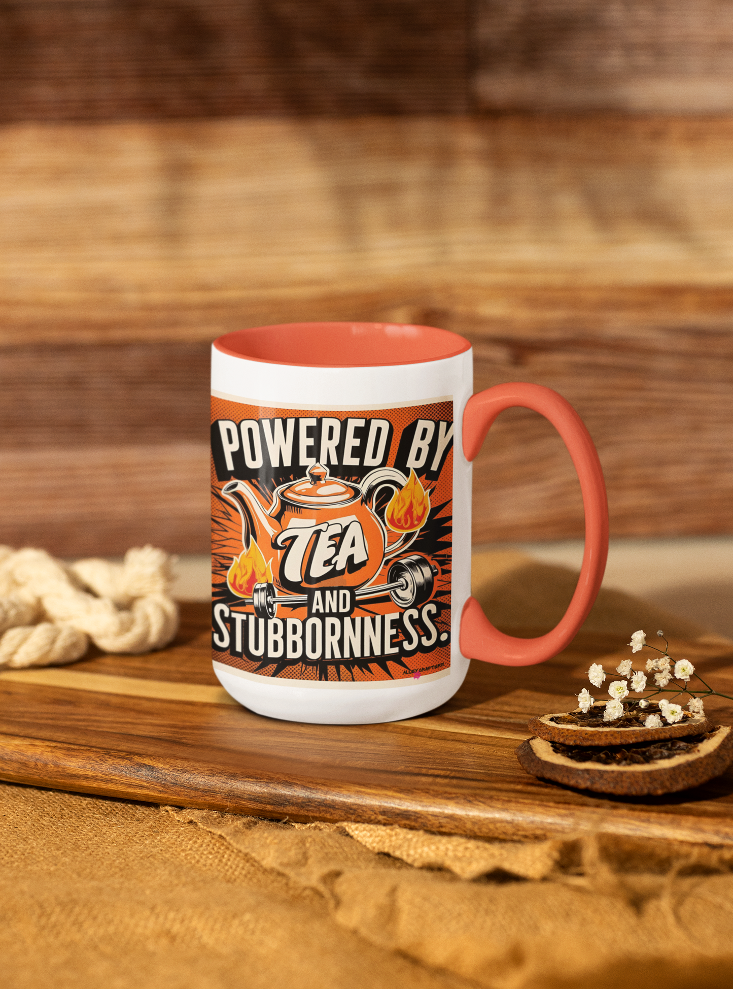 Powered by Tea and Stubbornness Mug