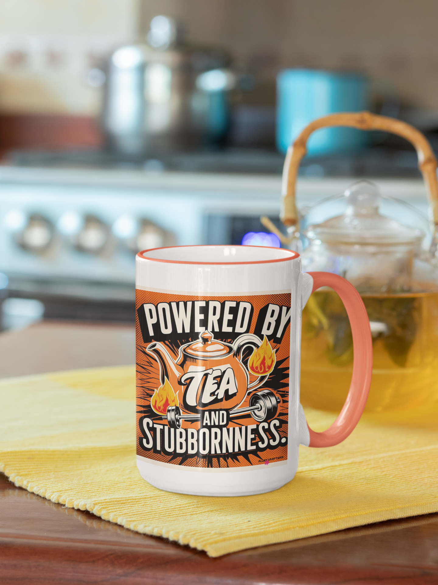 Powered by Tea and Stubbornness Mug