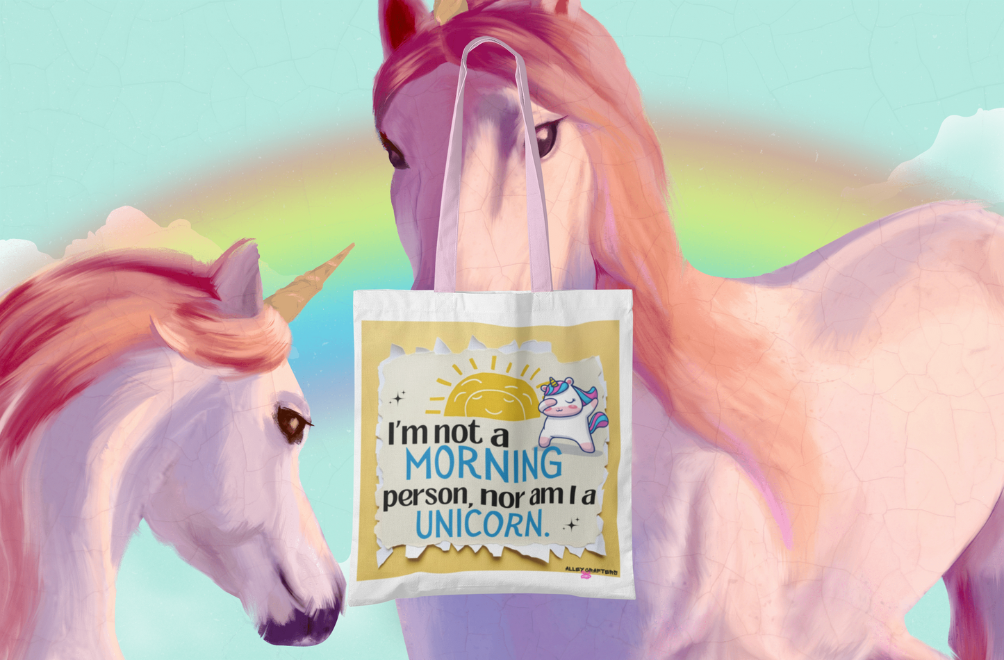 Funny Unicorn Canvas Tote Bag