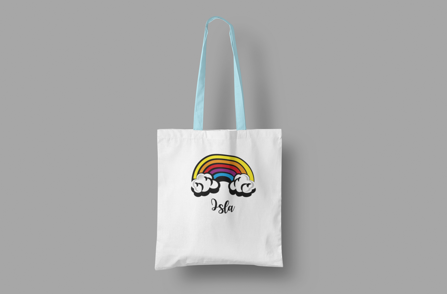 Tote Bag Personalised Name Rainbow Canvas