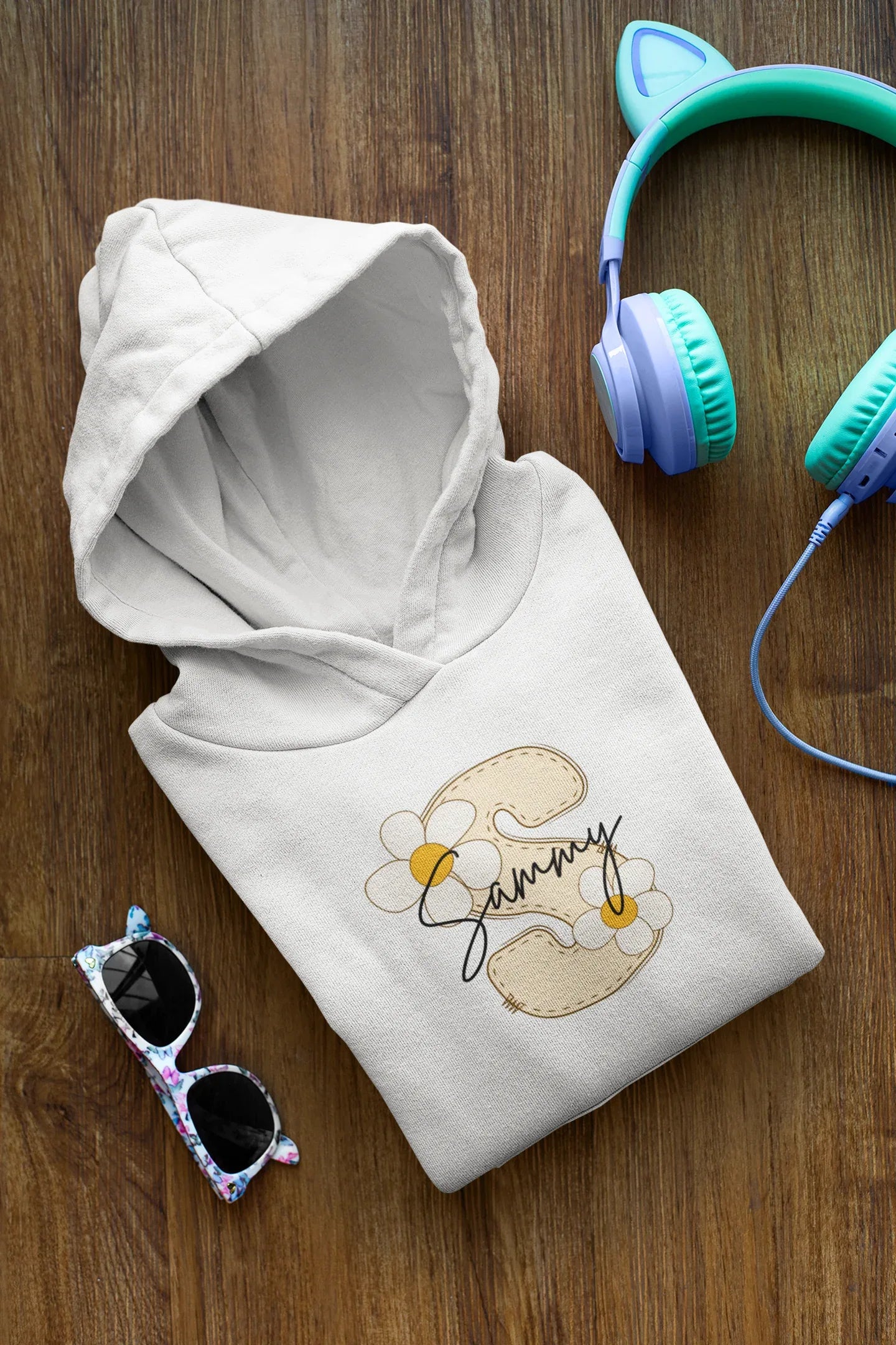 Summer Vibes Kids Hoodie personalised with Floral Design - Alley Crafters