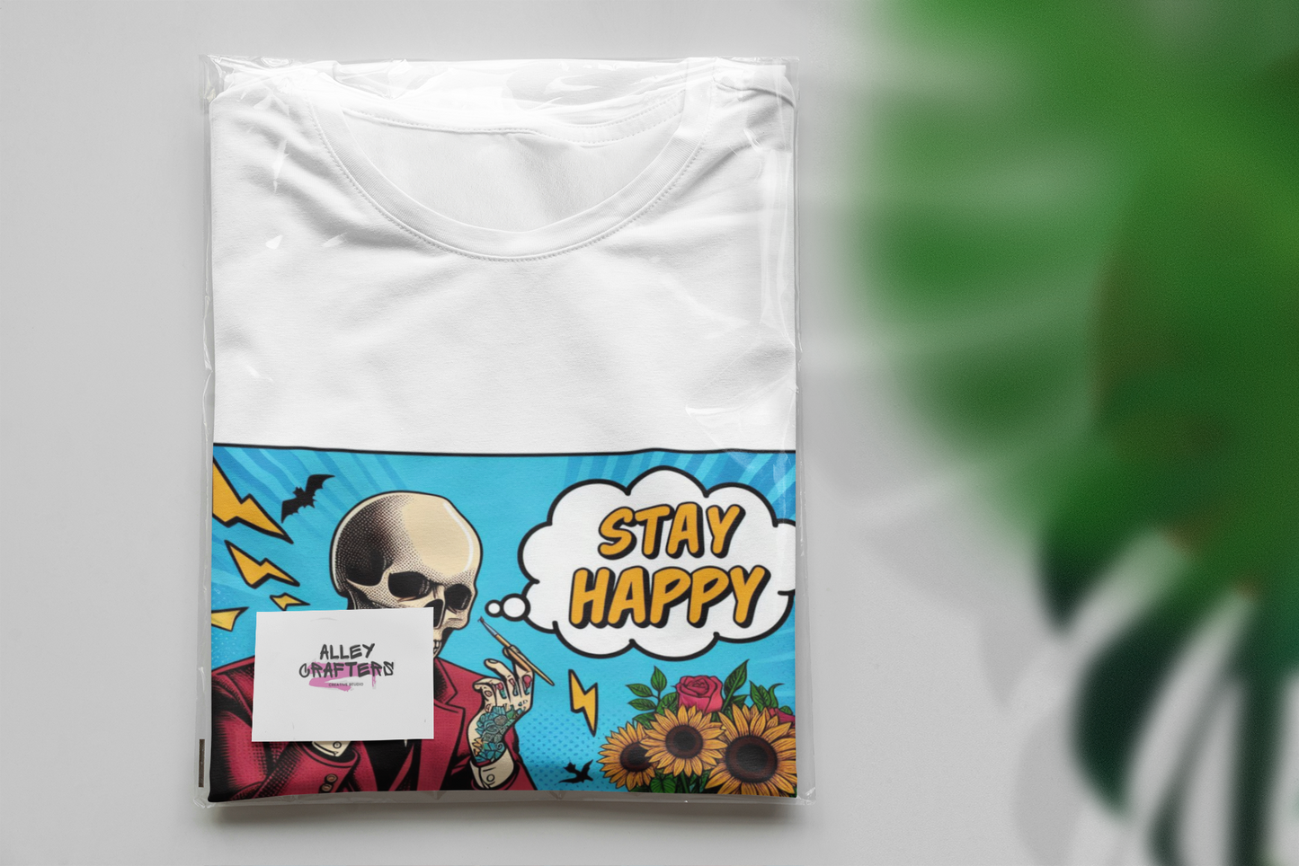 Funny Pop Art T-Shirt - Stay Happy Design