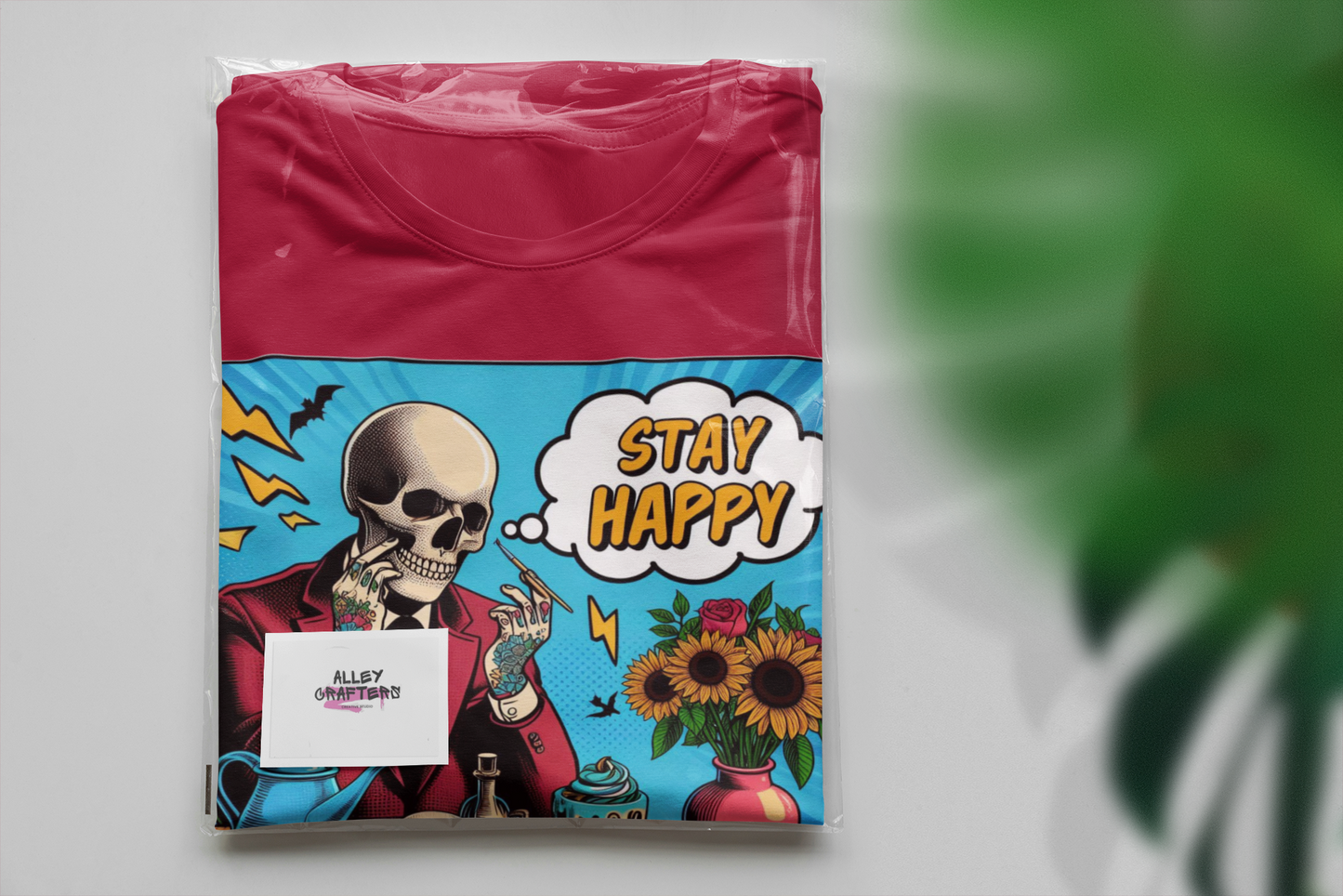 Funny Pop Art T-Shirt - Stay Happy Design