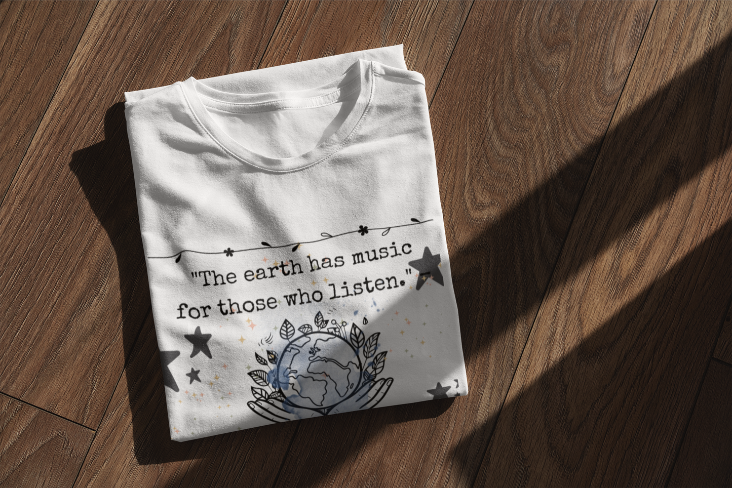 Earth Music Listening Unisex T-Shirt, Nature Lover Tee, Environmental Shirt, Planet Earth Quote Top, Earth Day Gift