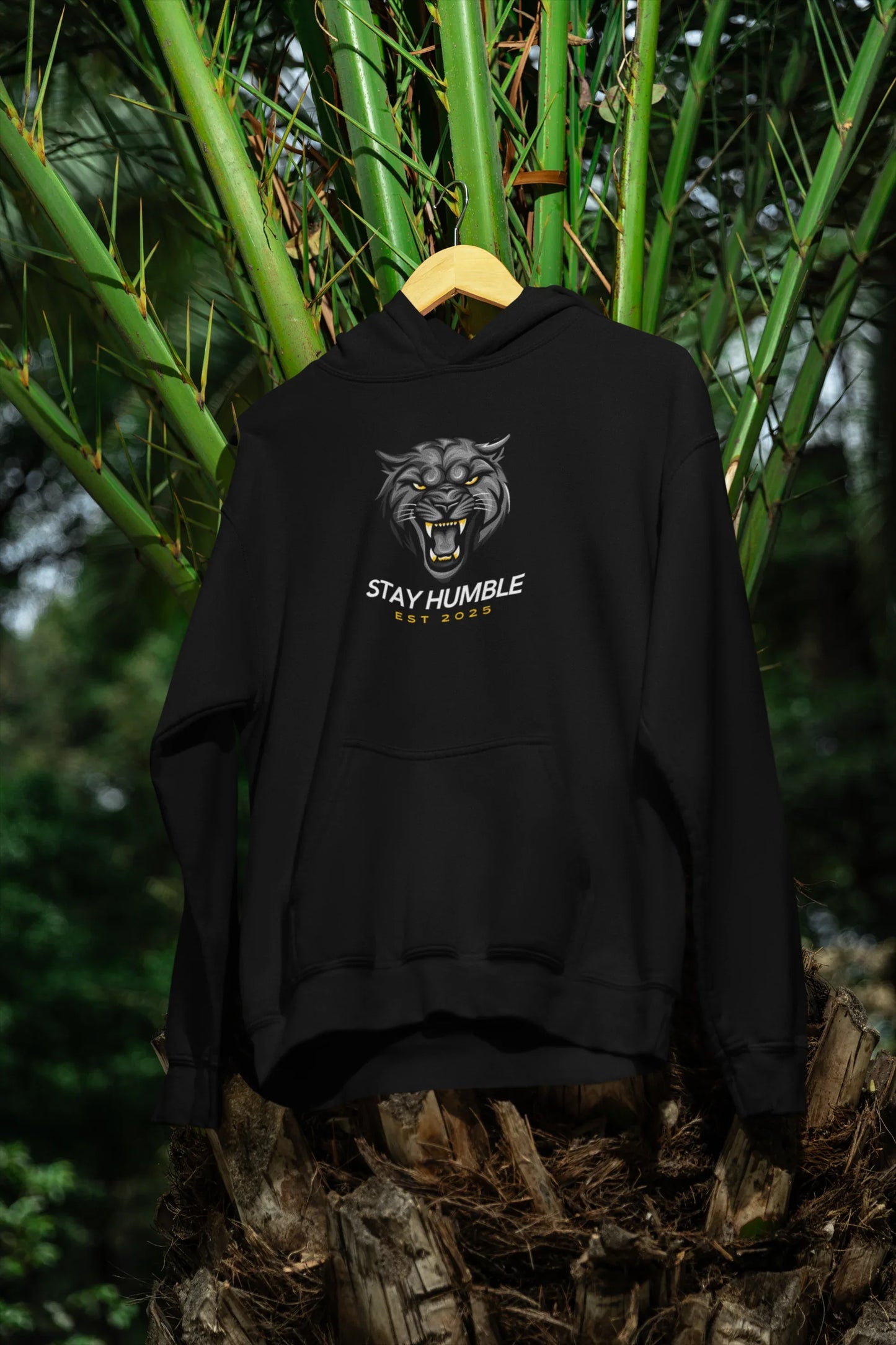 Hooded Sweatshirt stay humble lion - Alley Crafters
