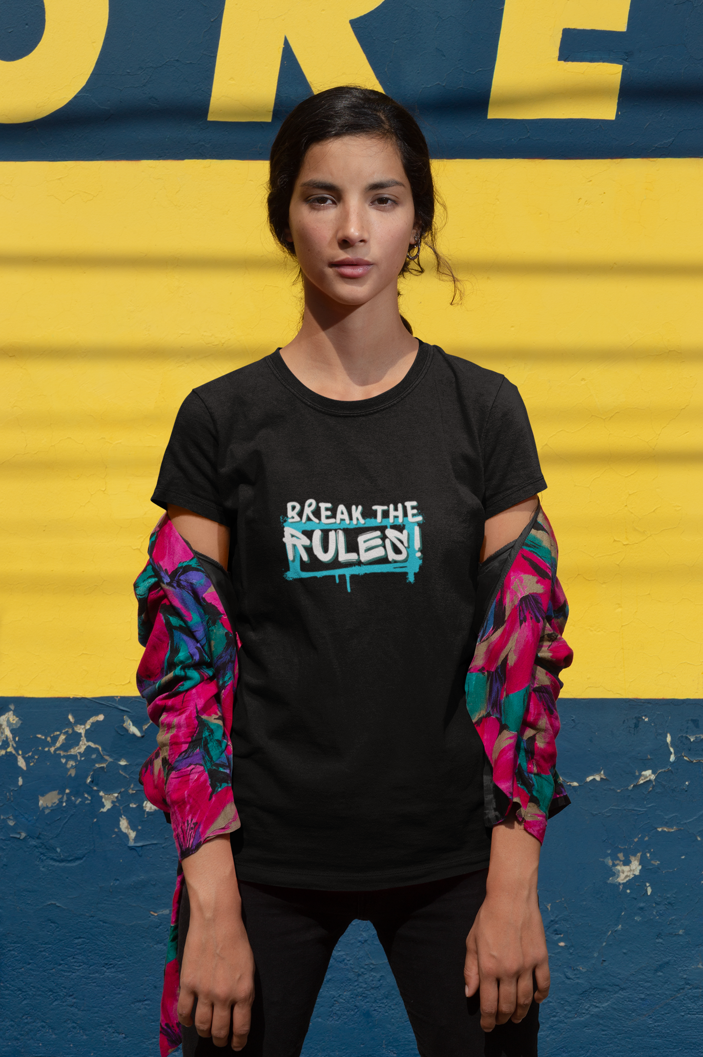 Break the Rules- Graffiti Style Tee, Urban Street Wear, Unisex T-Shirt, Spray Paint Cool Tee