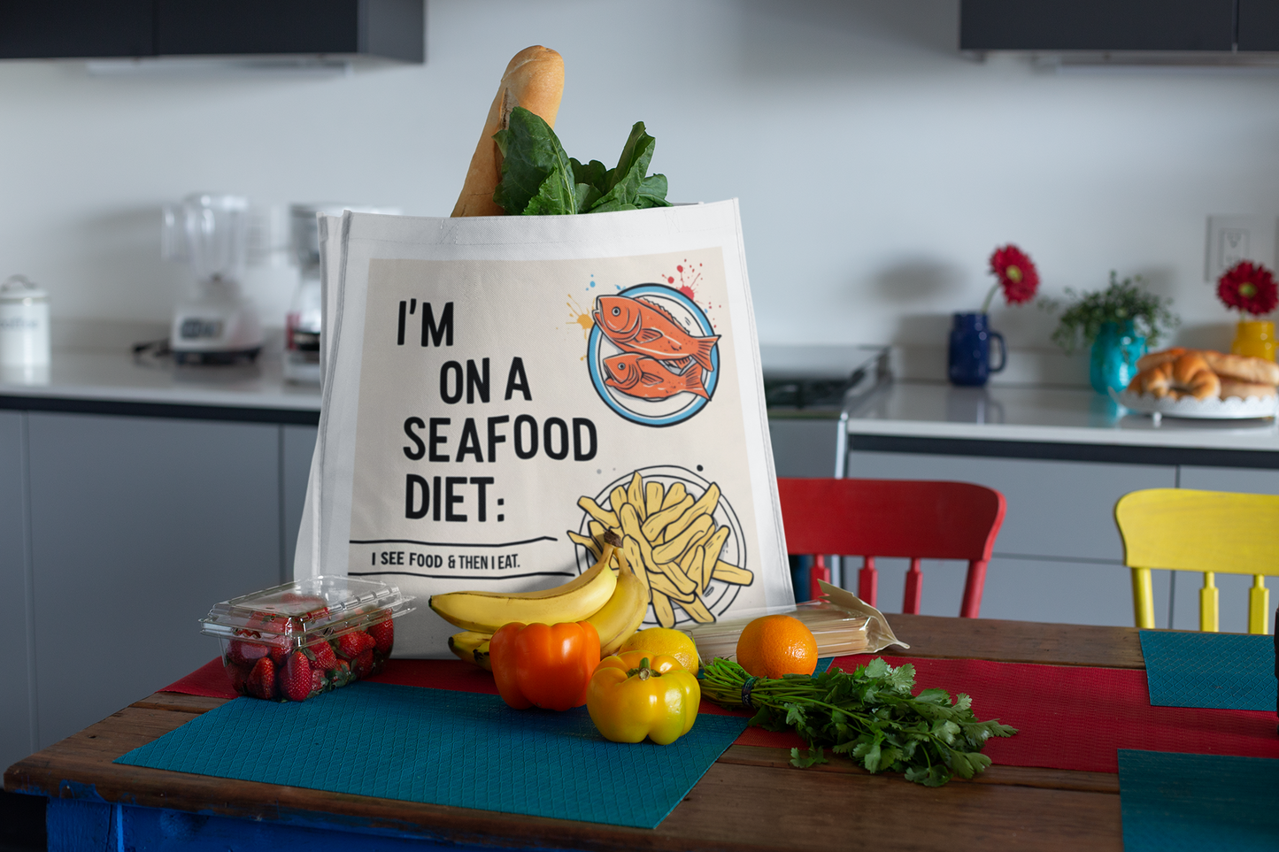 Quirky Seafood Diet Tote Bag