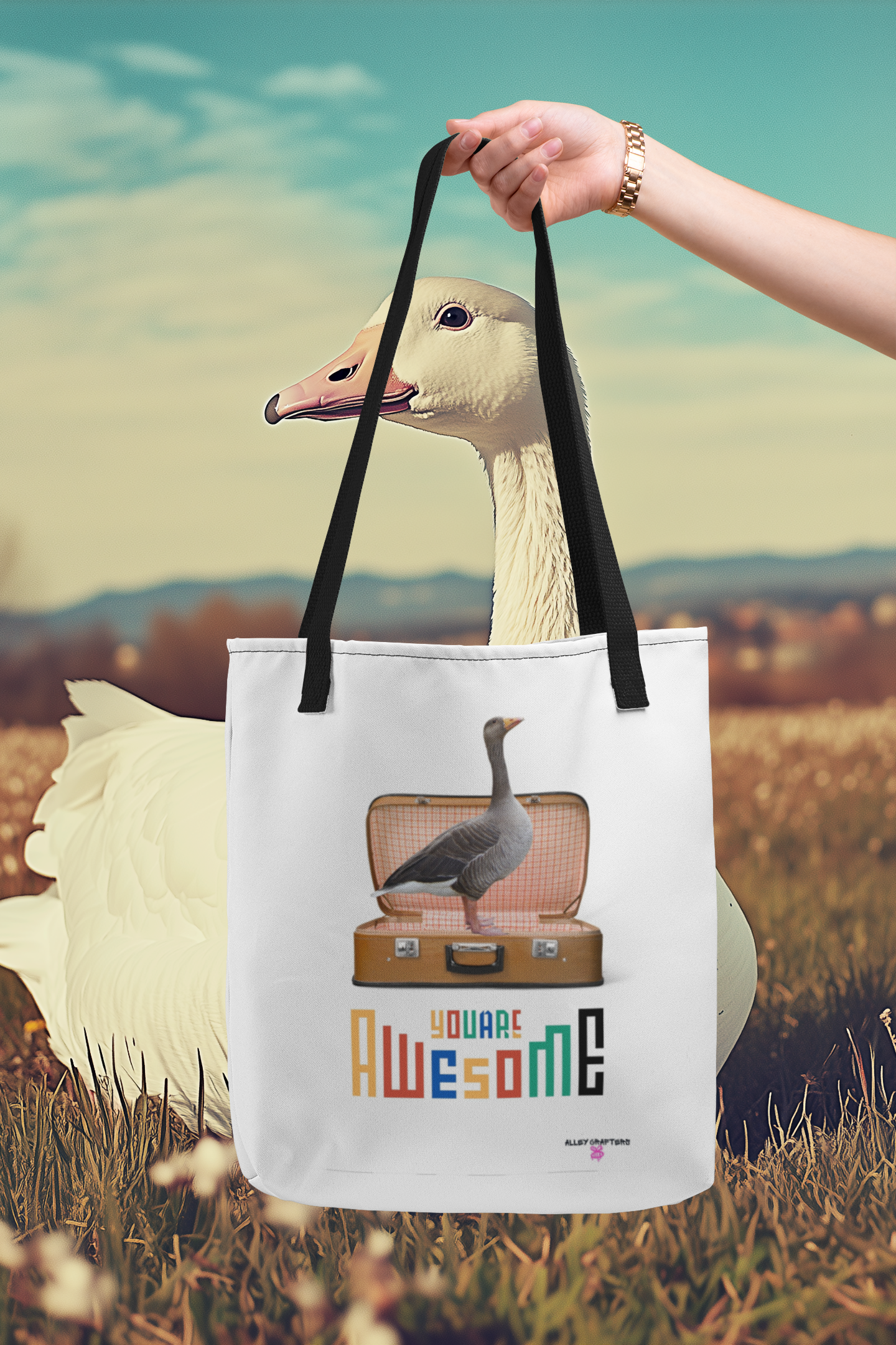 You Are Awesome Goose Tote Bag