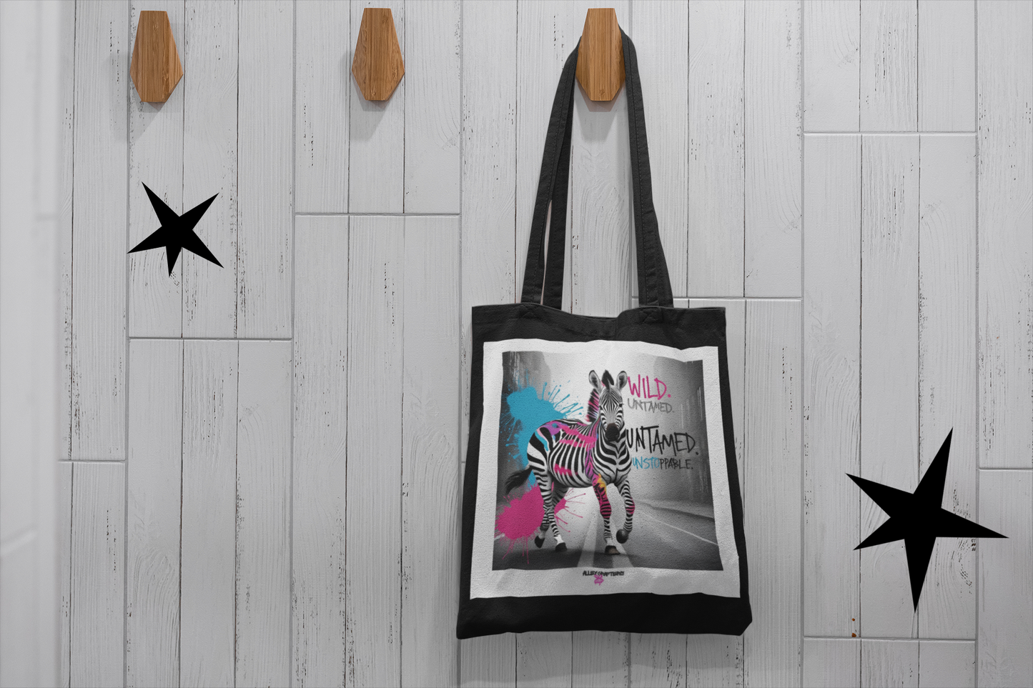Wild. Untamed. Unstoppable. Zebra Tote Bag