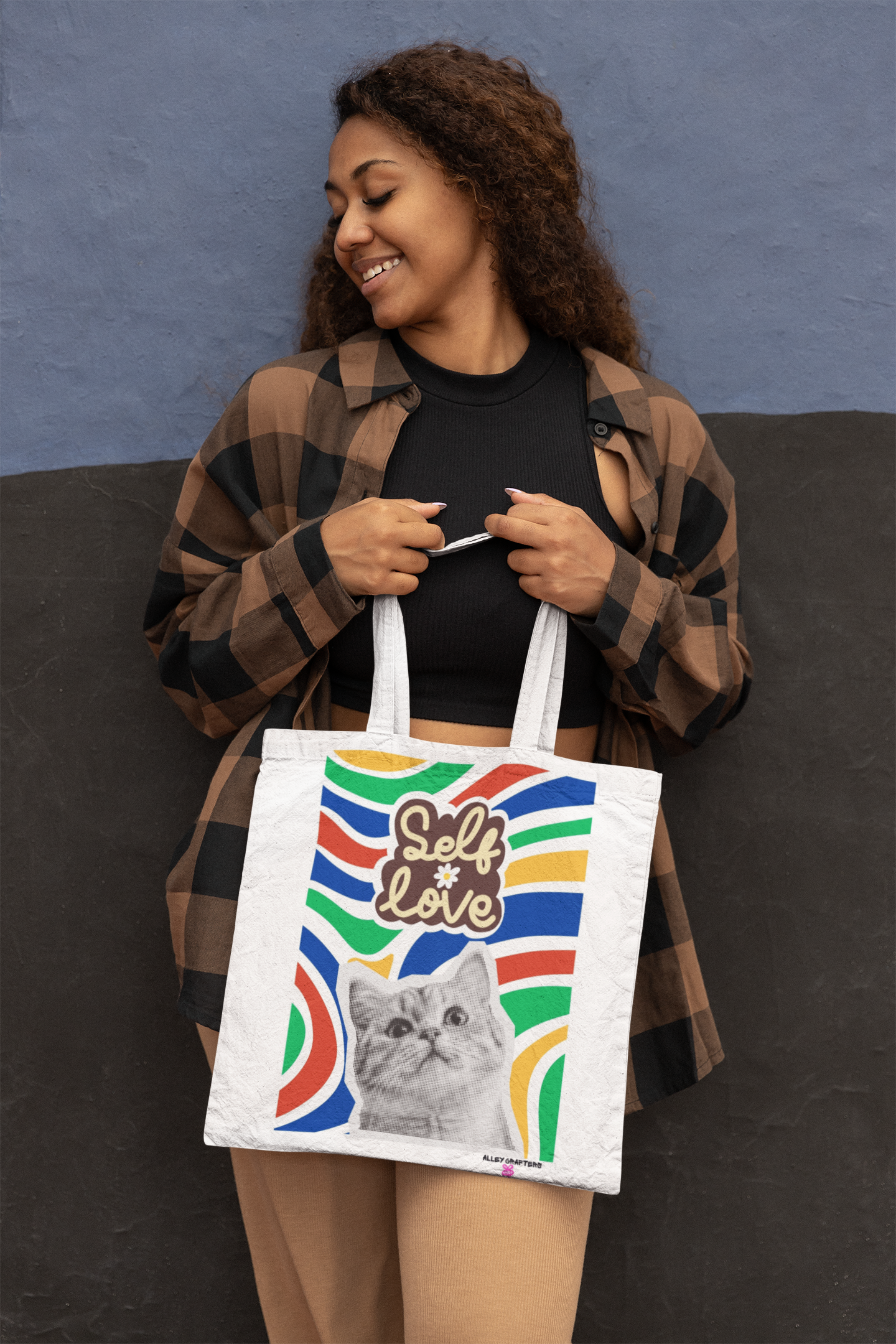 Self Love Collage Cat Tote Bag