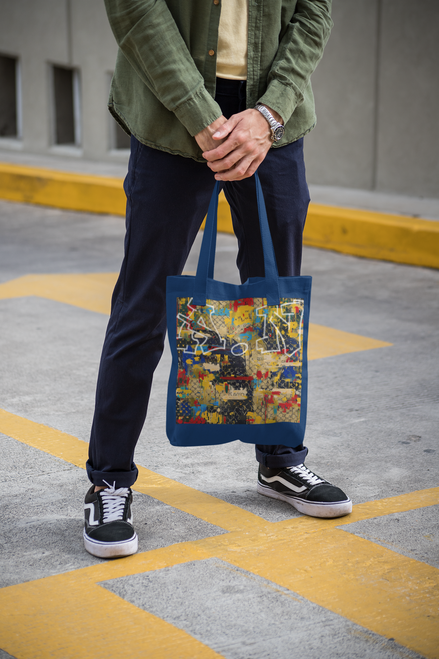 Graffiti Initials Cotton Tote Bag