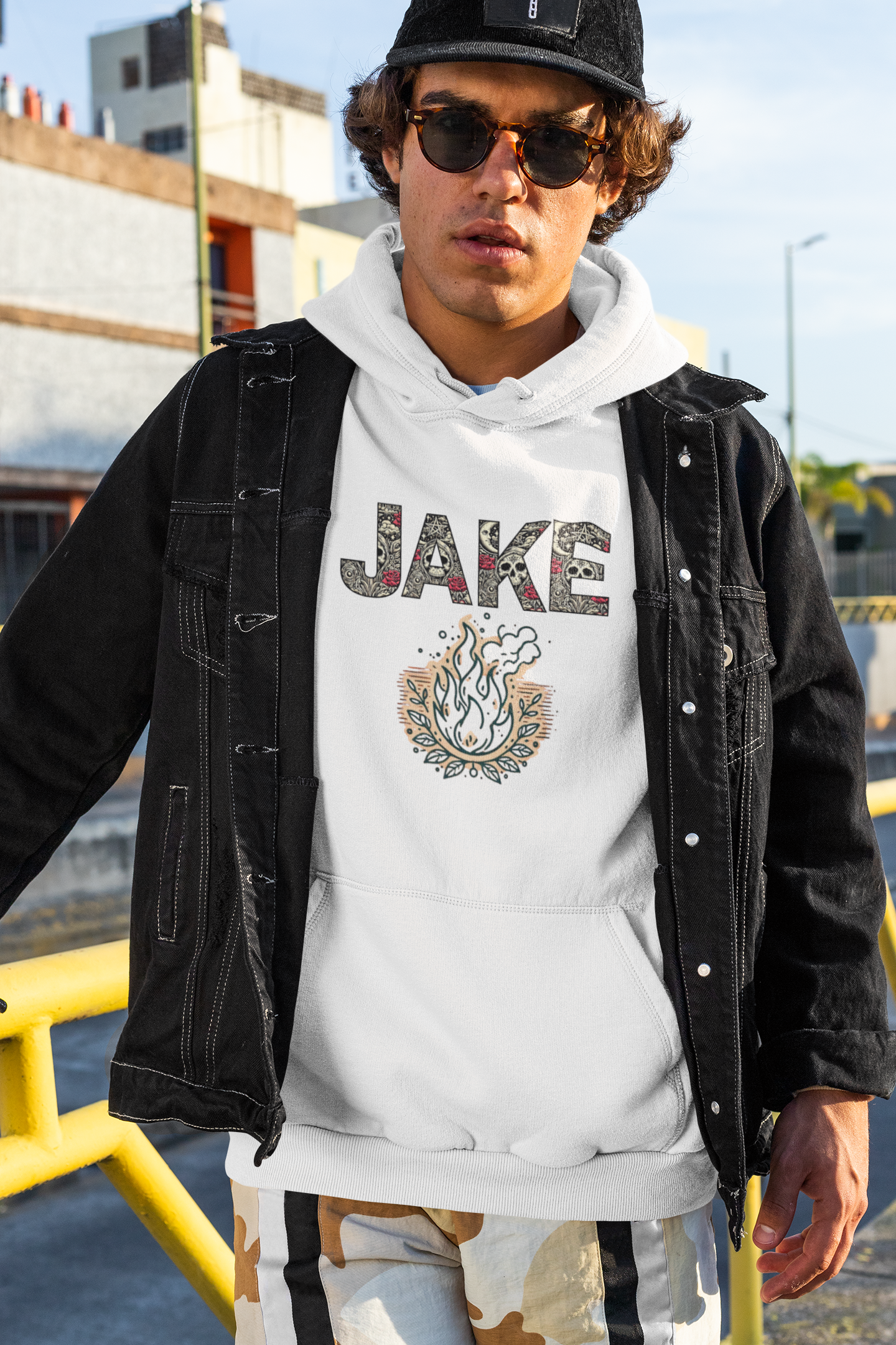 Fire Graphic Unisex Hoodie - Personalized Edgy Lettering Design