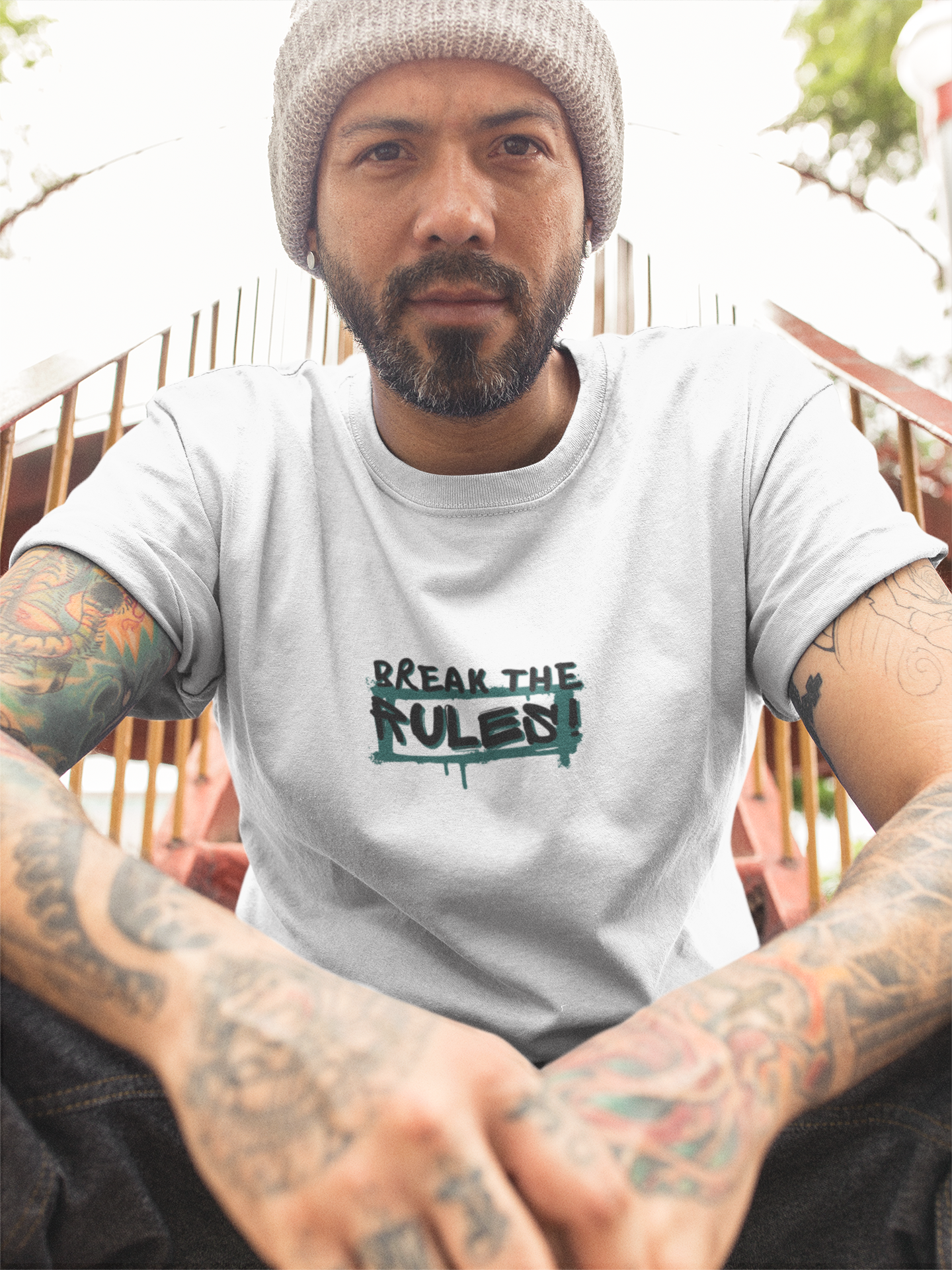 Break the Rules- Graffiti Style Tee, Urban Street Wear, Unisex T-Shirt, Spray Paint Cool Tee