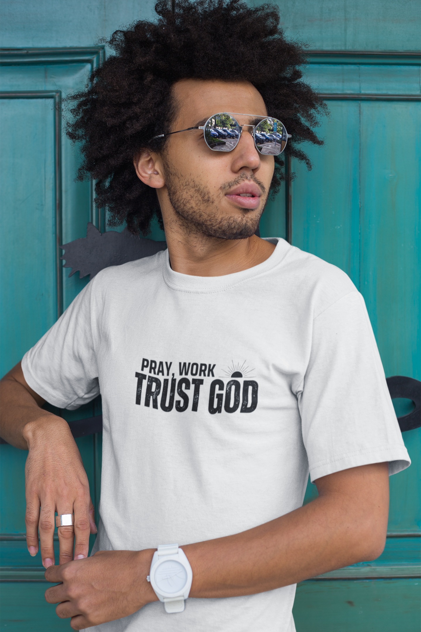 Pray, Work, Trust God" T-Shirt