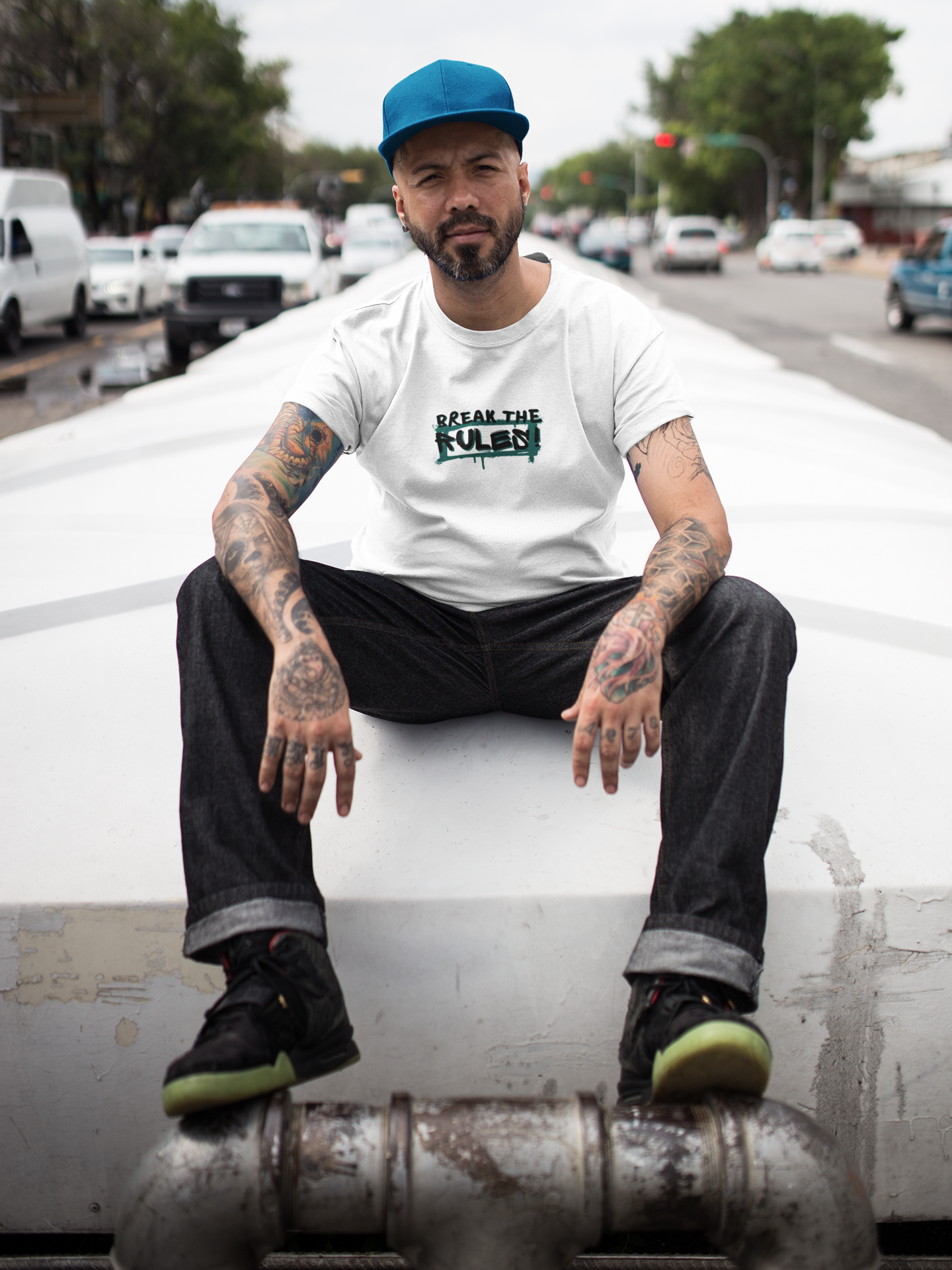 Break the Rules- Graffiti Style Tee, Urban Street Wear, Unisex T-Shirt, Spray Paint Cool Tee