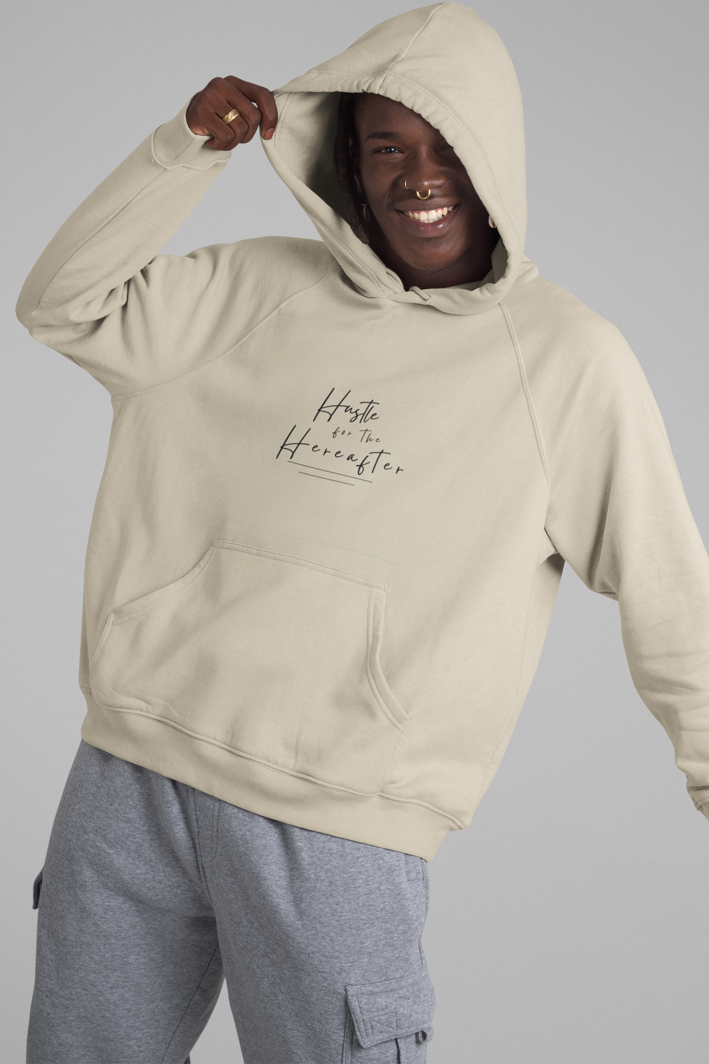 Hooded Sweatshirt - 'Hustle for the Hereafter' Religious Inspirational Design