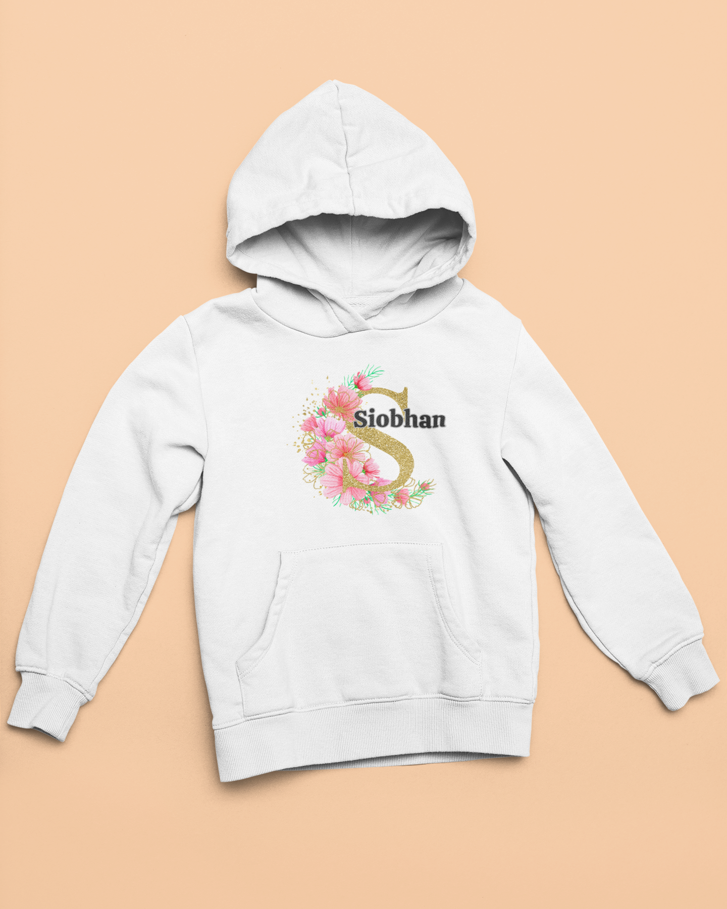 Personalised Floral Kids Hoodie - Custom Name Design