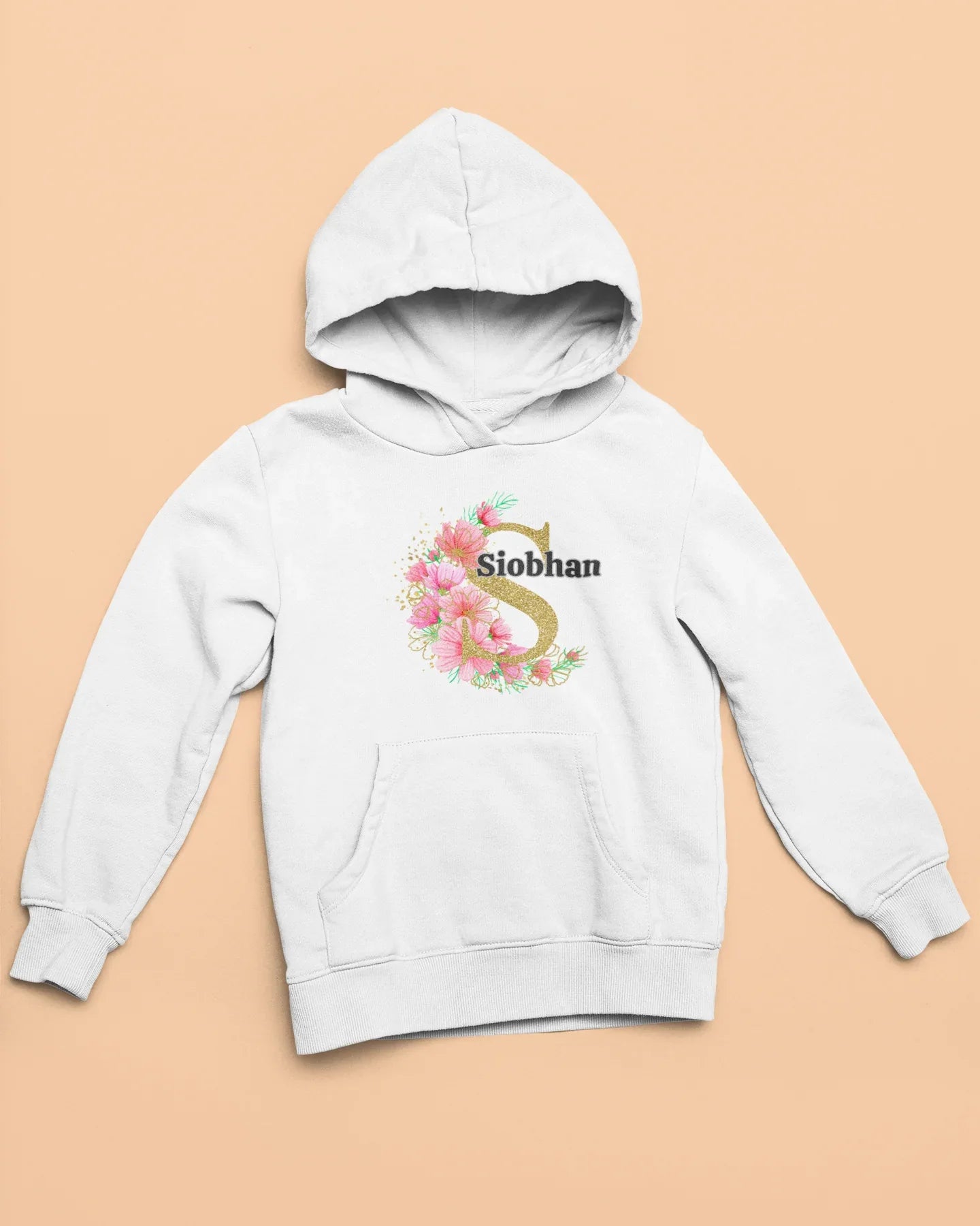 Personalised Floral Kids Hoodie - Custom Name Design - Alley Crafters