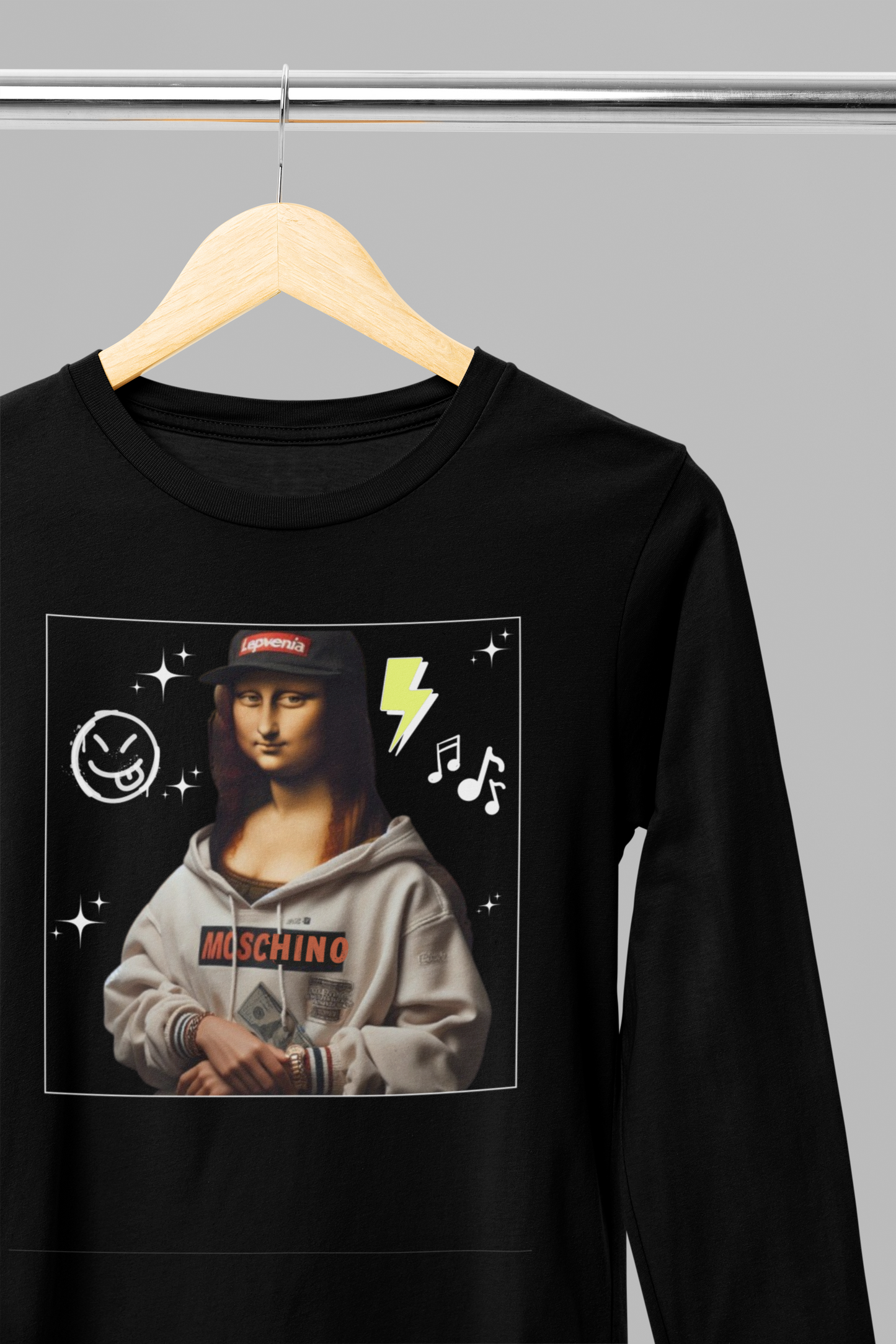 Streetwear Long Sleeve Tee - Mona Lisa Design