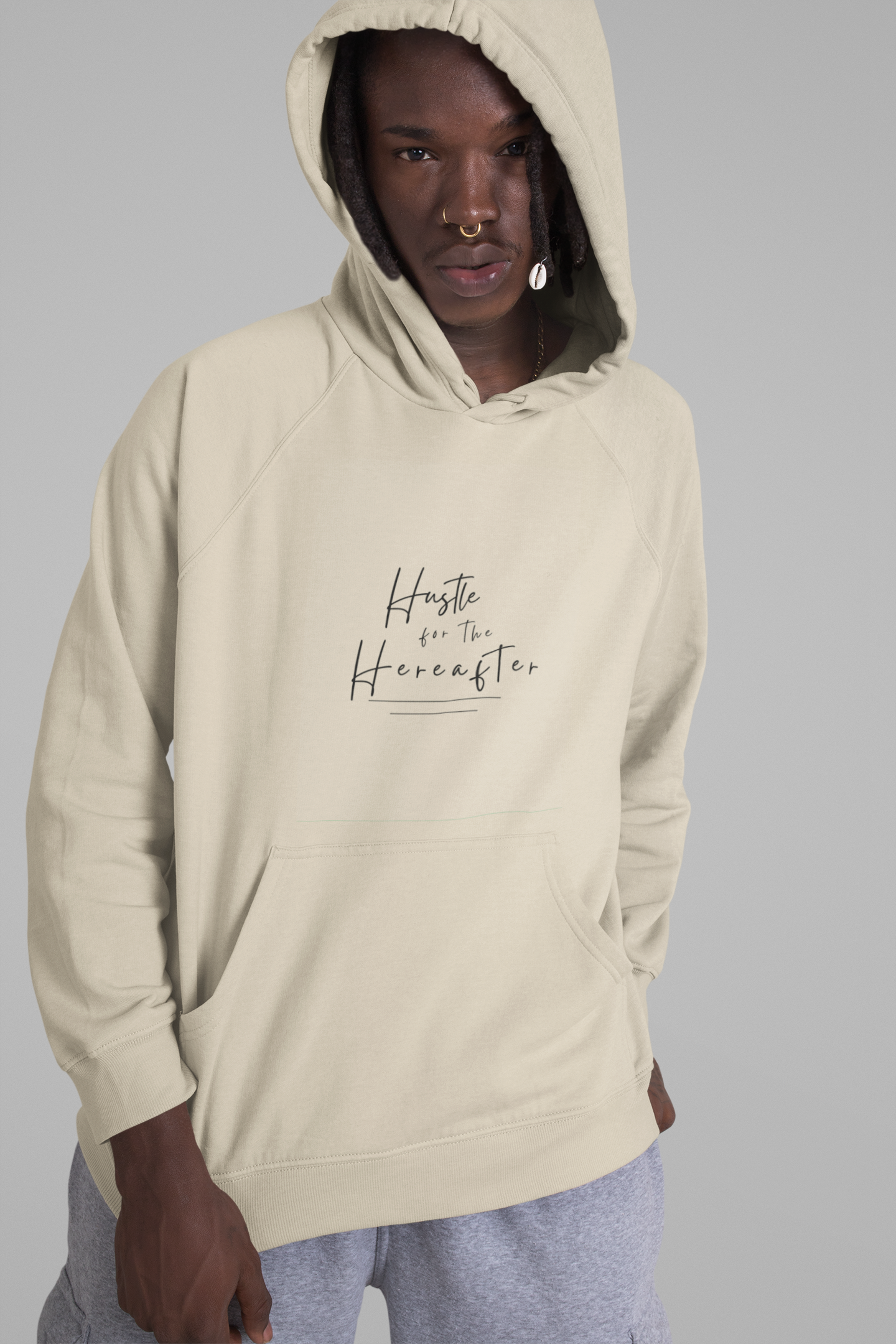 Hooded Sweatshirt - 'Hustle for the Hereafter' Religious Inspirational Design