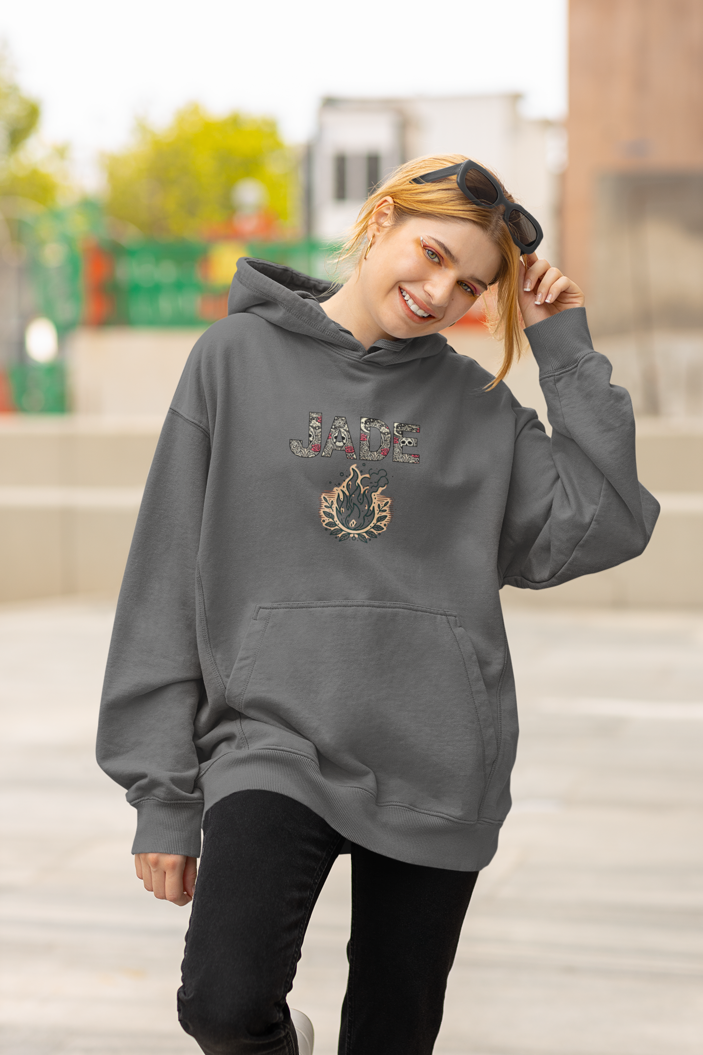 Fire Graphic Unisex Hoodie - Personalized Edgy Lettering Design