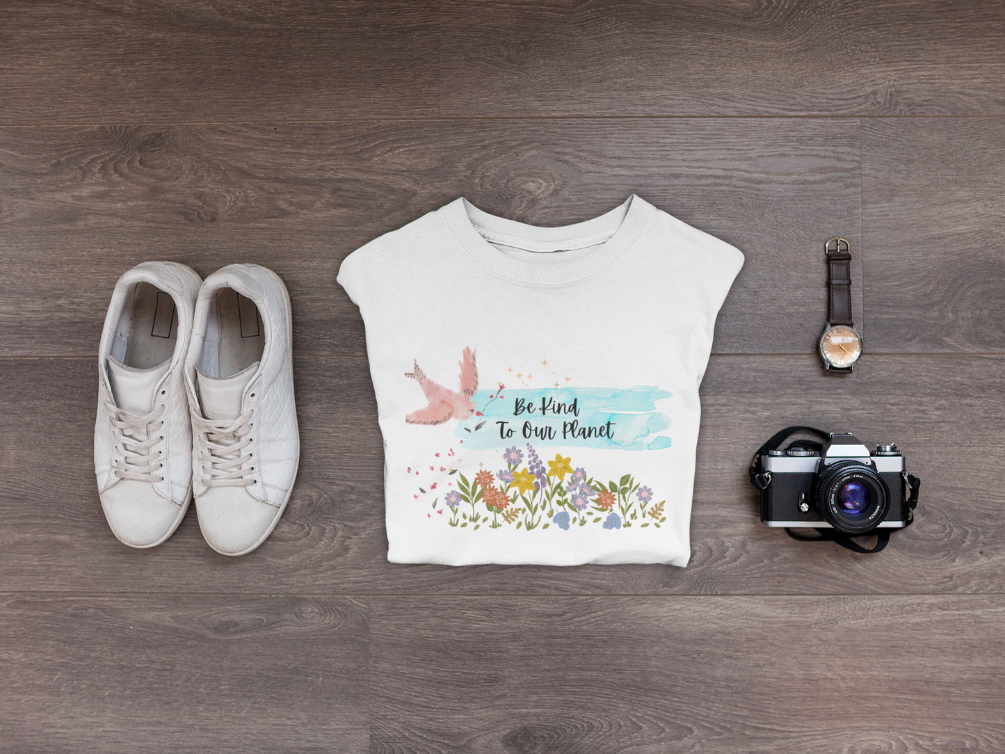 Peaceful Earth Watercolour T-Shirt, Eco-Friendly Planet Protection Tee, Be Kind Environmental Art Shirt, Awareness Climate Change Top,