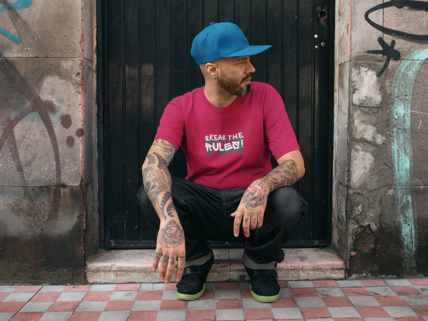 Break the Rules- Graffiti Style Tee, Urban Street Wear, Unisex T-Shirt, Spray Paint Cool Tee