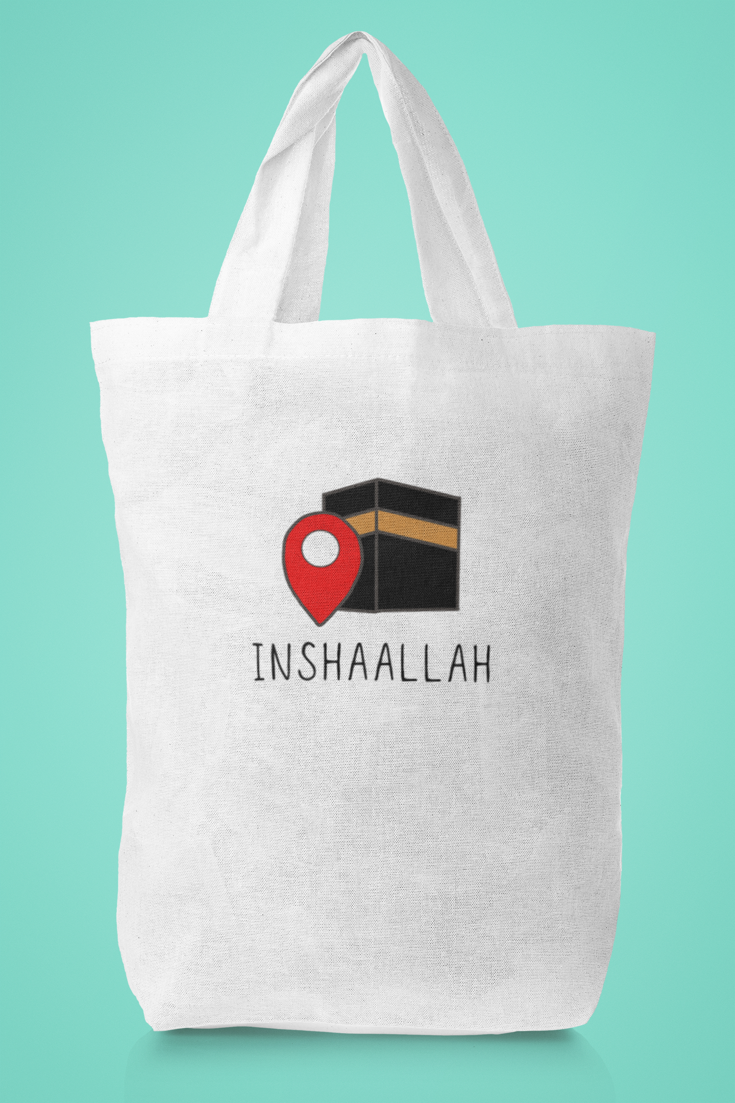 Cotton Tote Bag with Inshaallah Kaaba Design
