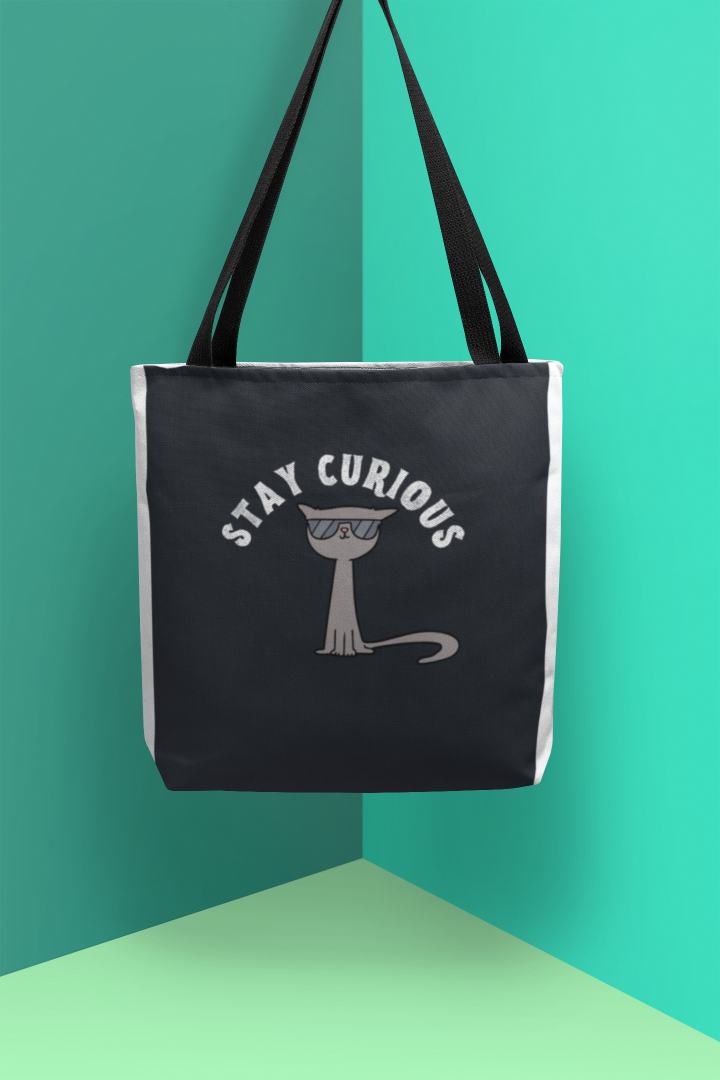 Stay Curious Cat Canvas Tote Bag