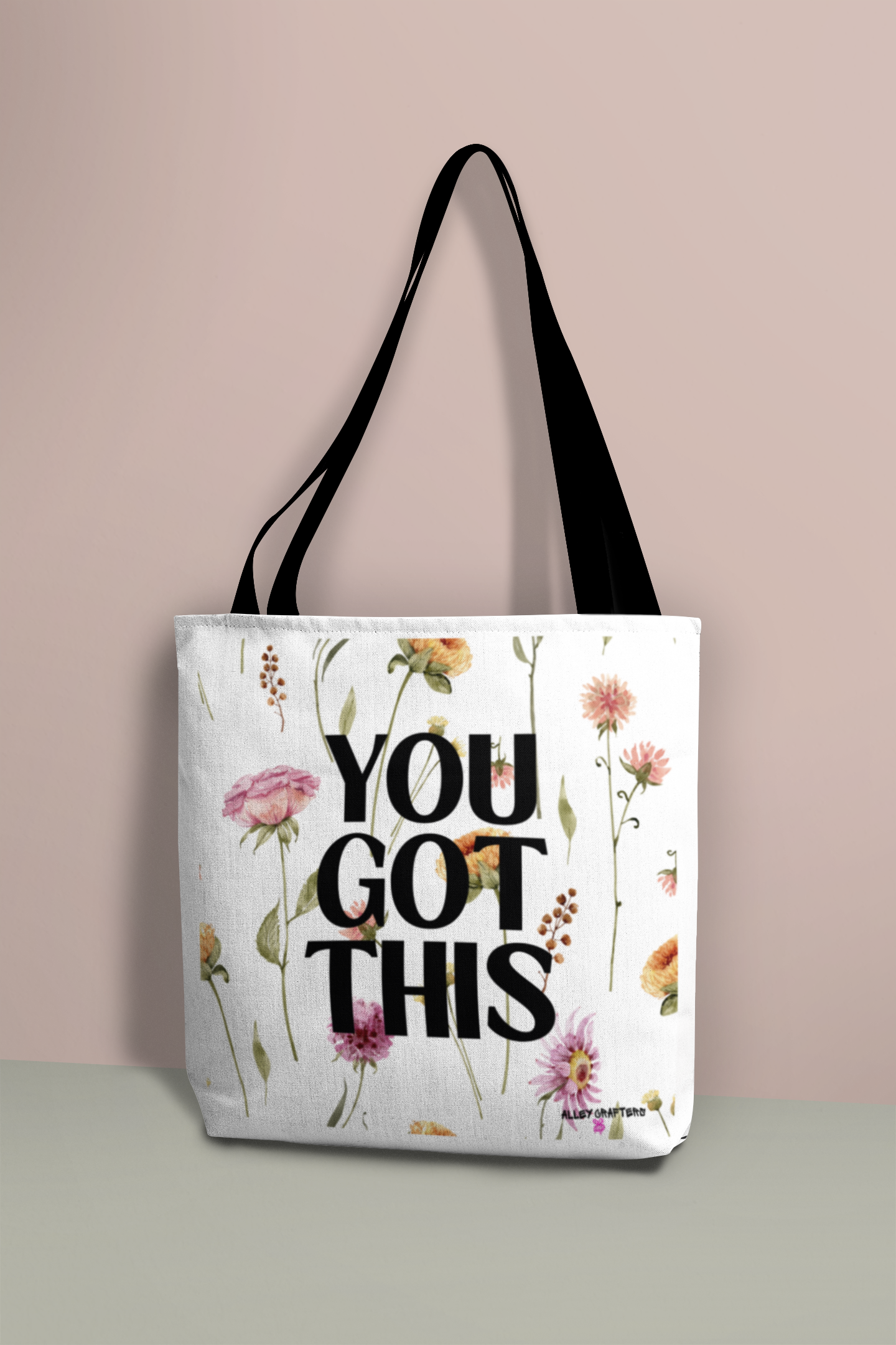 Inspirational Floral Tote Bag - You Got This