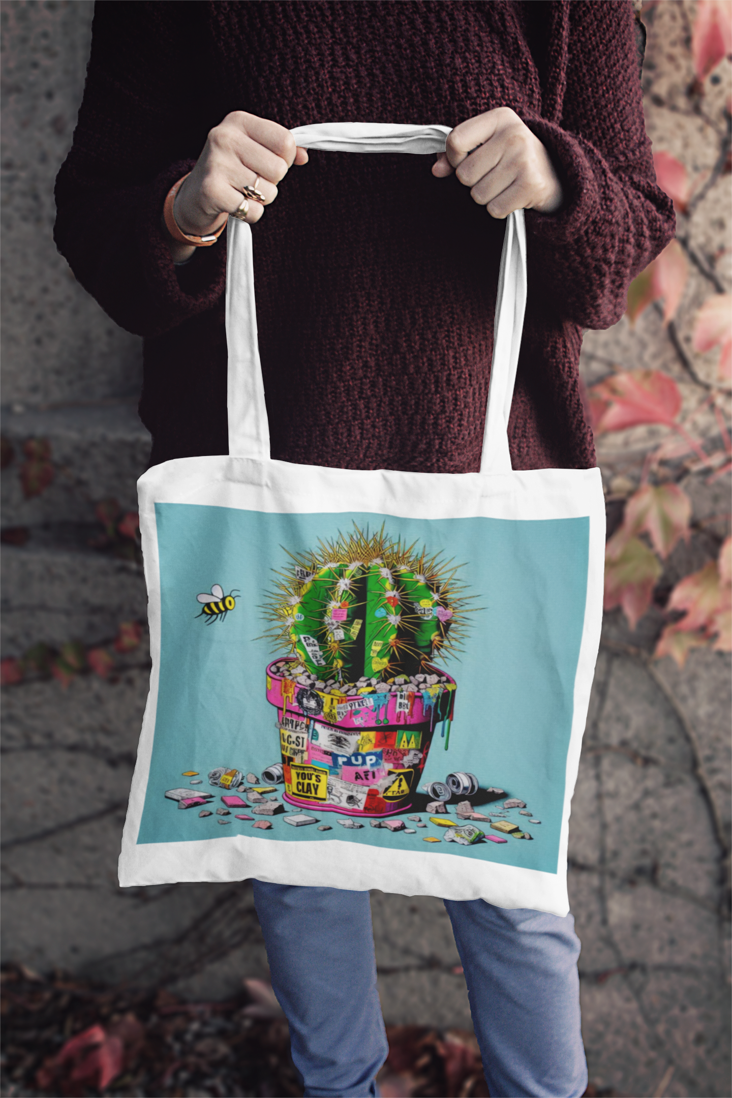 "Cactus in Crisis" – Eco-Art Tote Bag