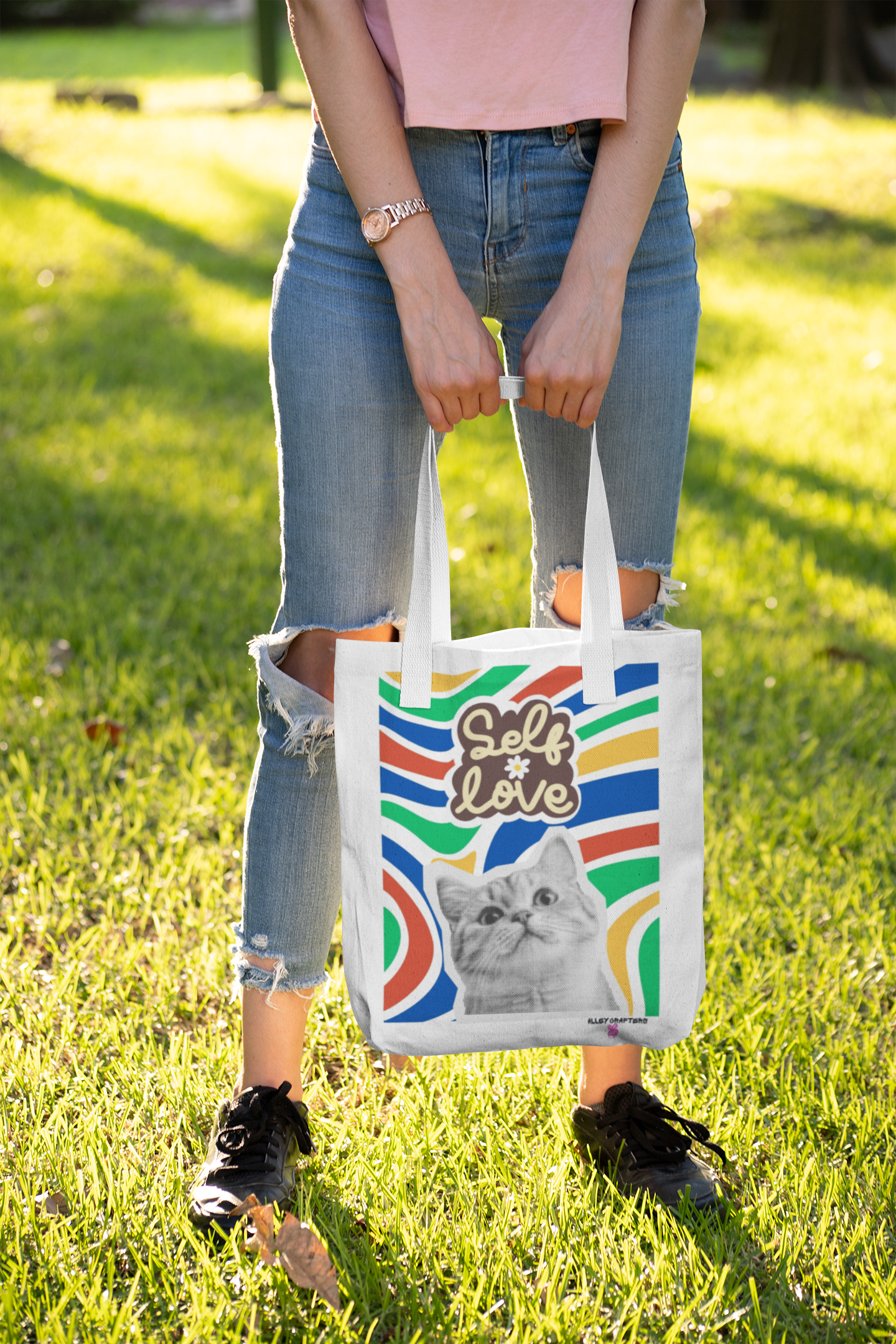 Self Love Collage Cat Tote Bag