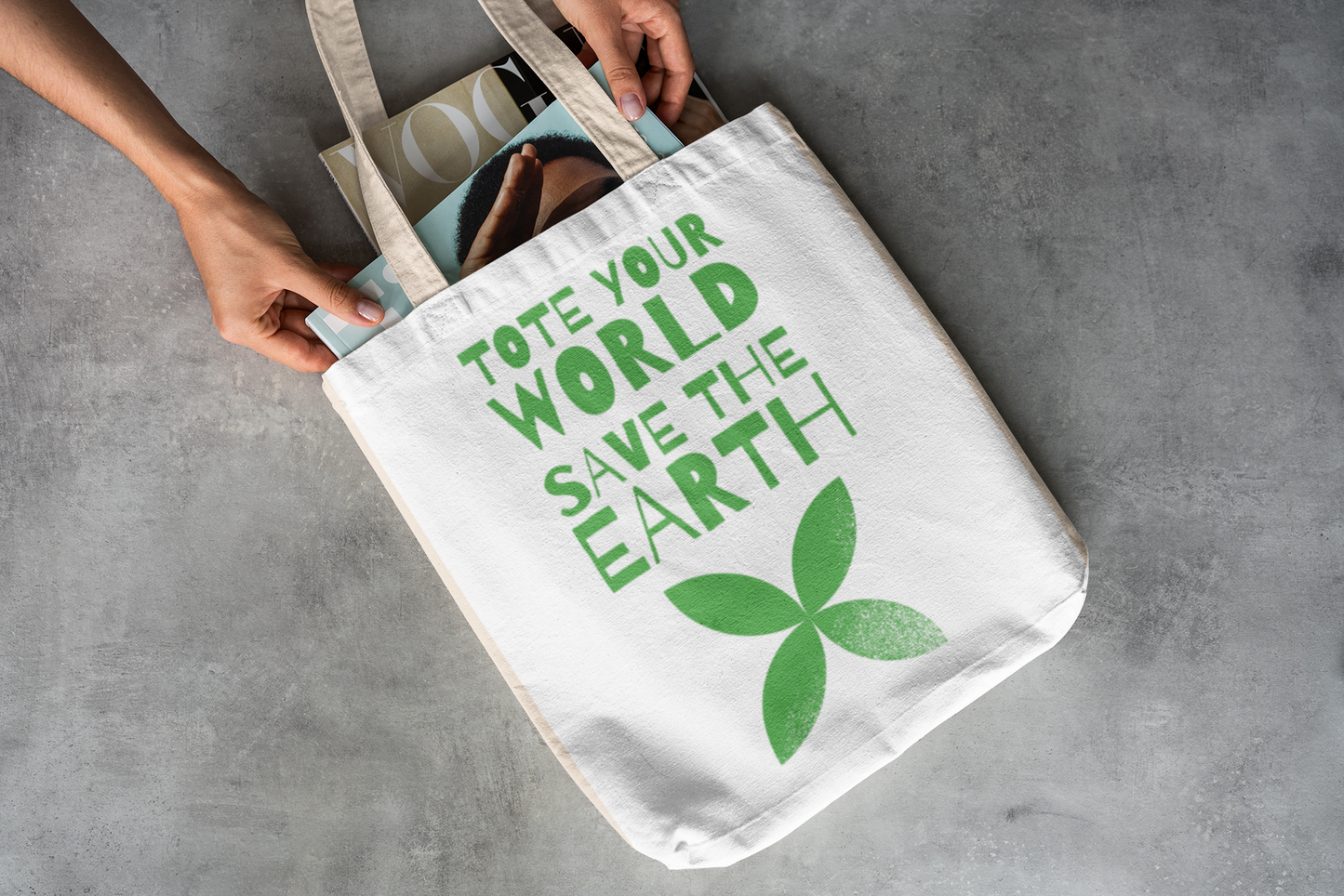 Cotton Tote - Tote Your World, Save the Earth T-Shirt Design