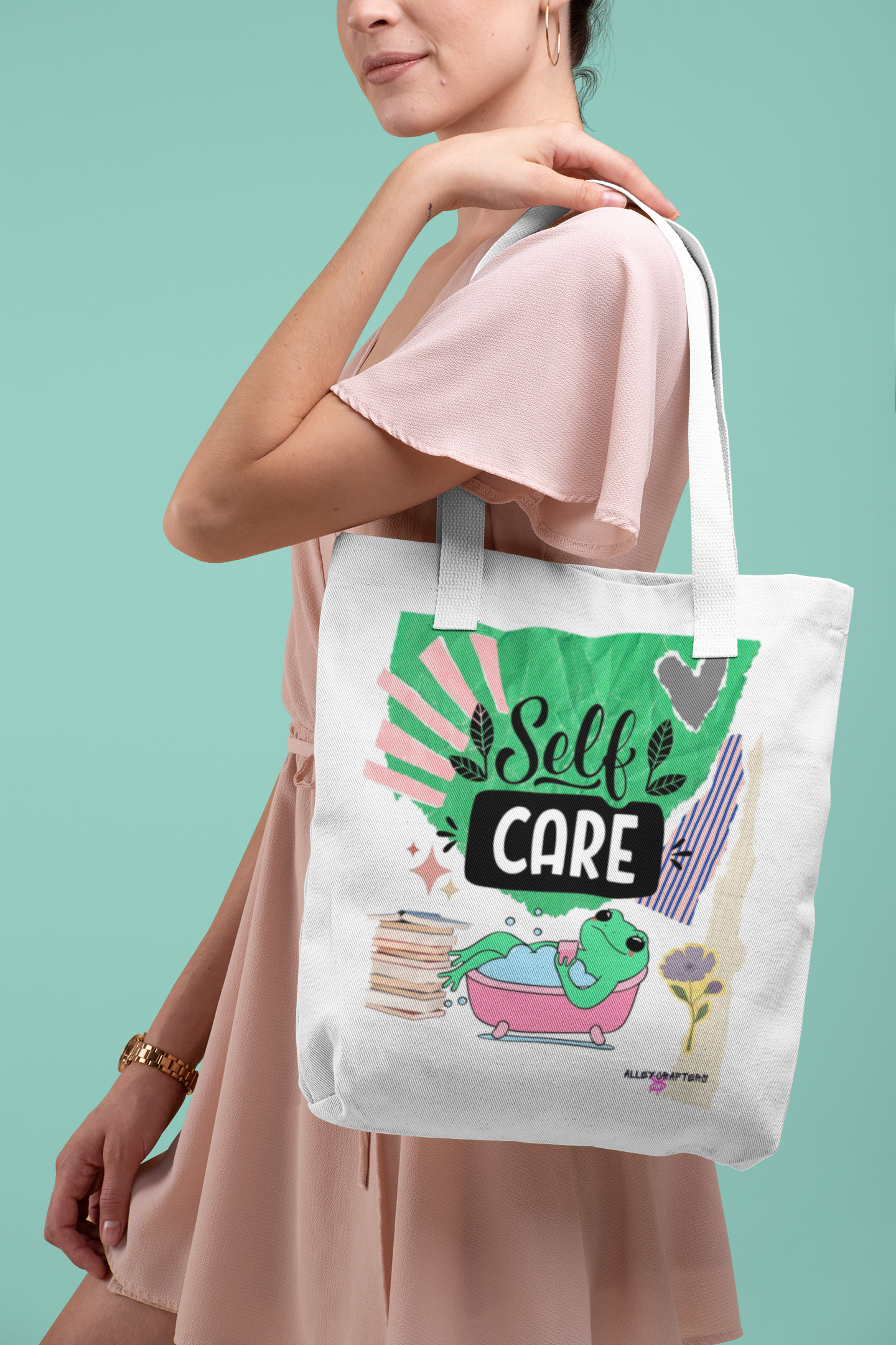 Self Care Frog Tote Bag