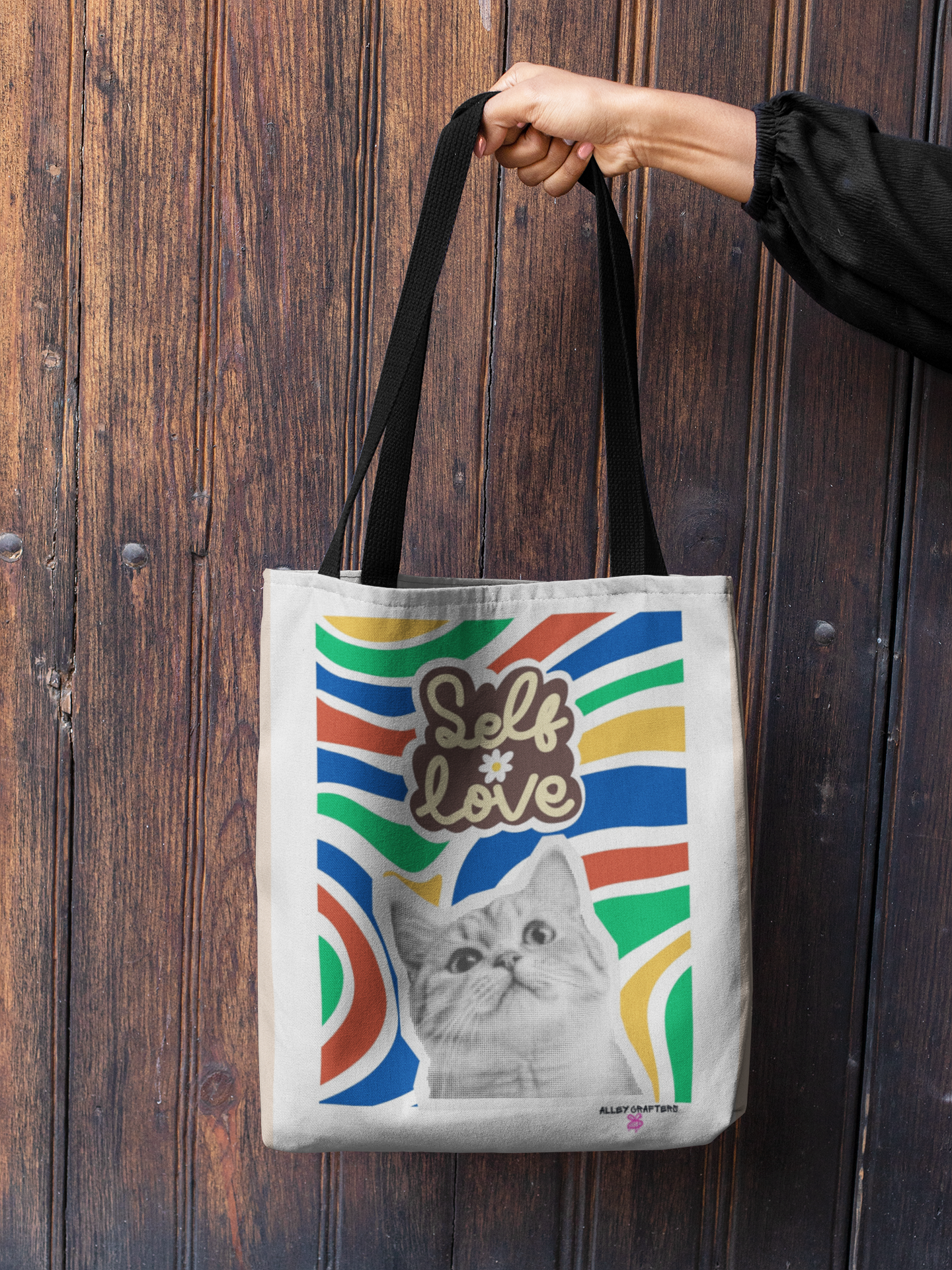 Self Love Collage Cat Tote Bag