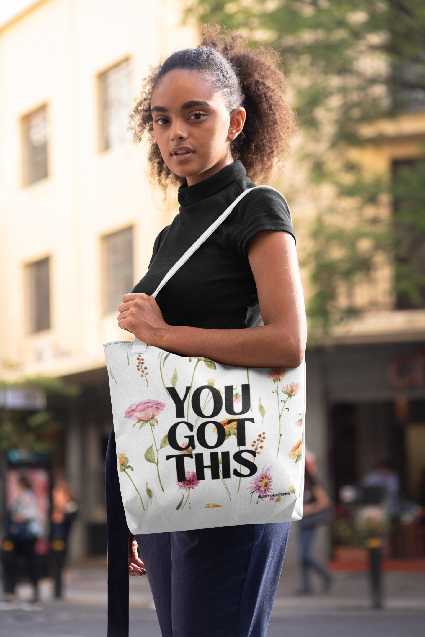 Inspirational Floral Tote Bag - You Got This