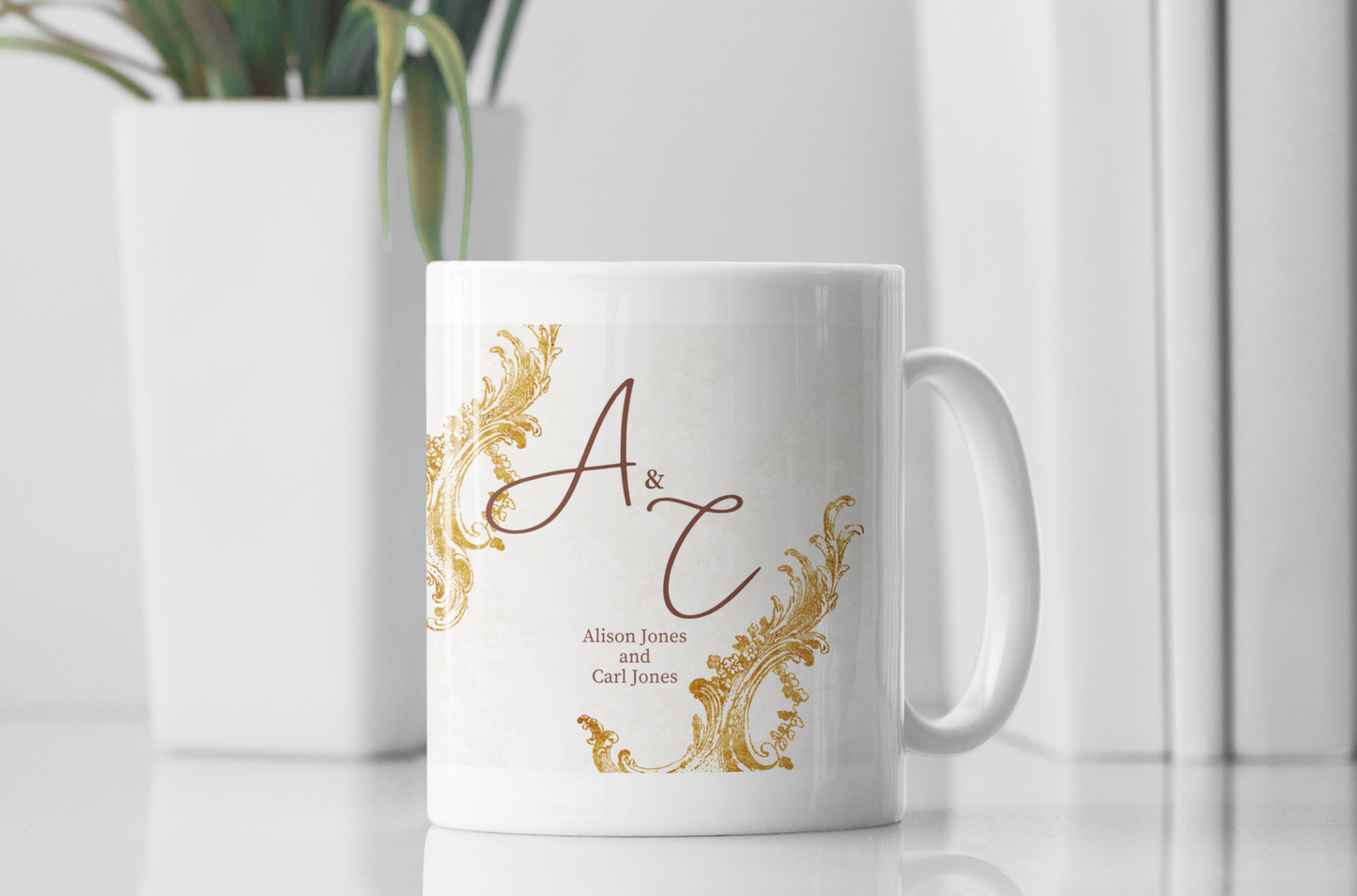 Elegant Customisable Wedding Mug for Couples