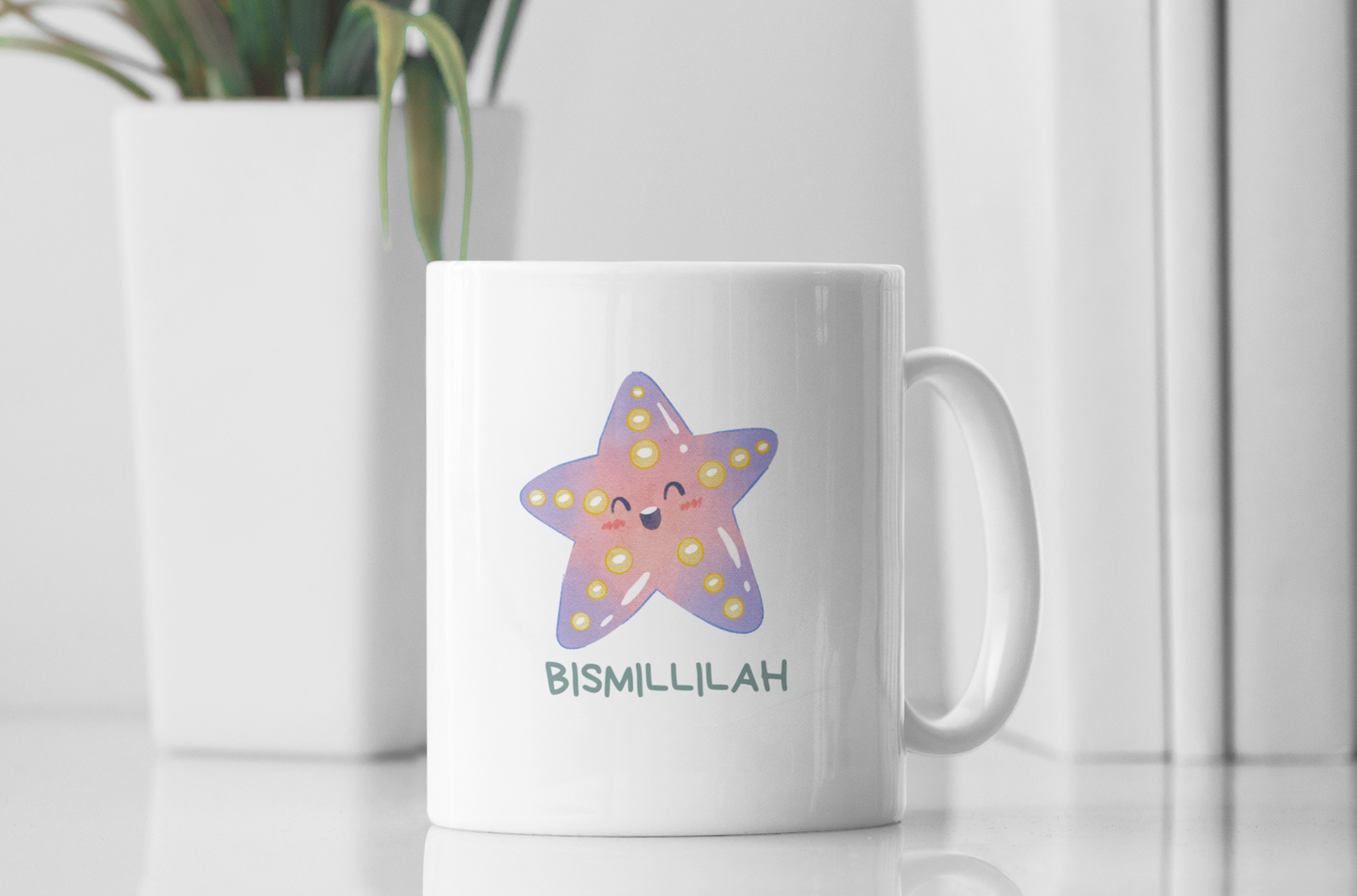 Bismillah Star Ceramic Coffee Cup - 11oz & 15oz, Cute Design for Everyday Joy
